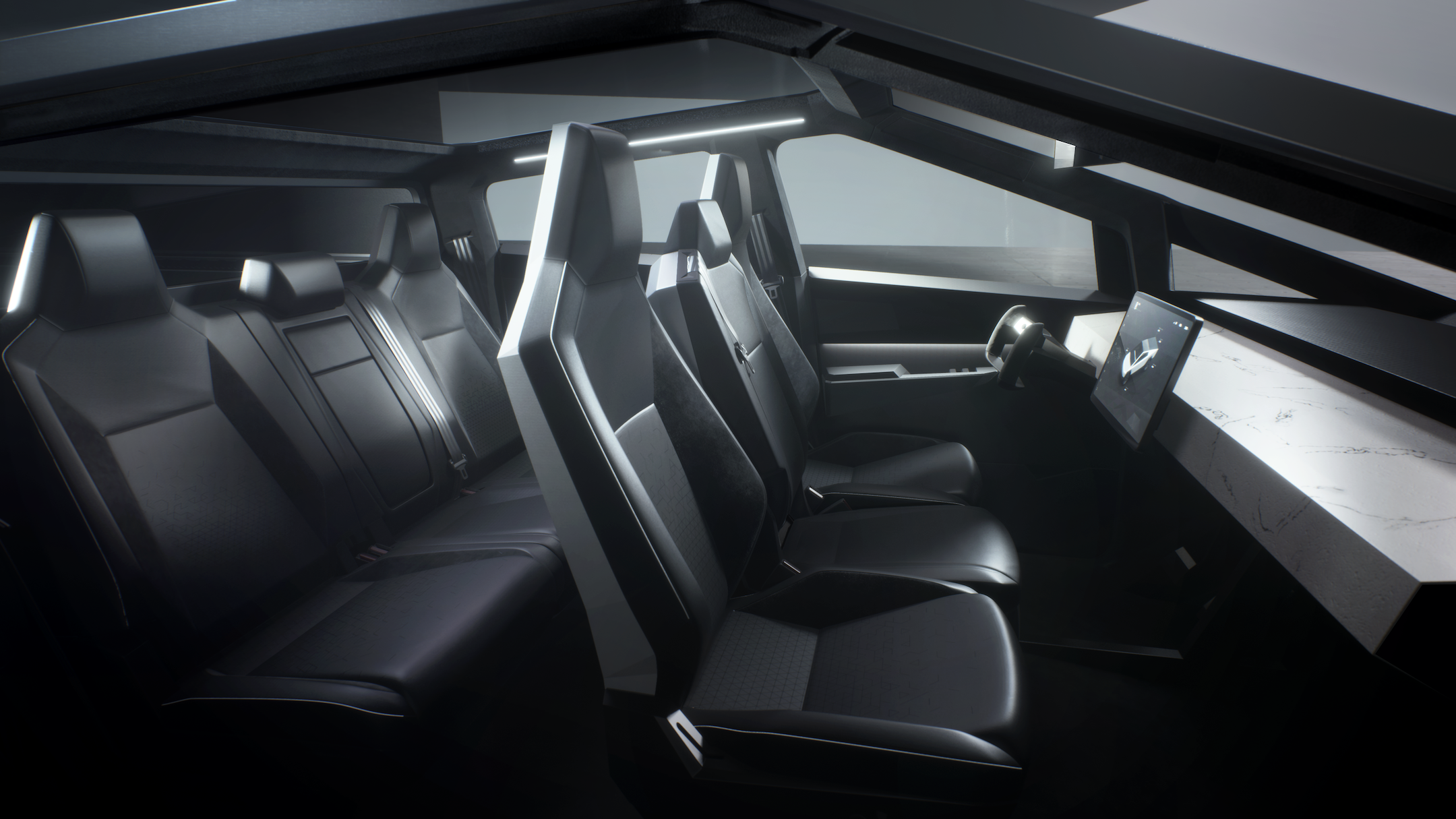 The Tesla Cybertruck interior has a 17-inch screen.
