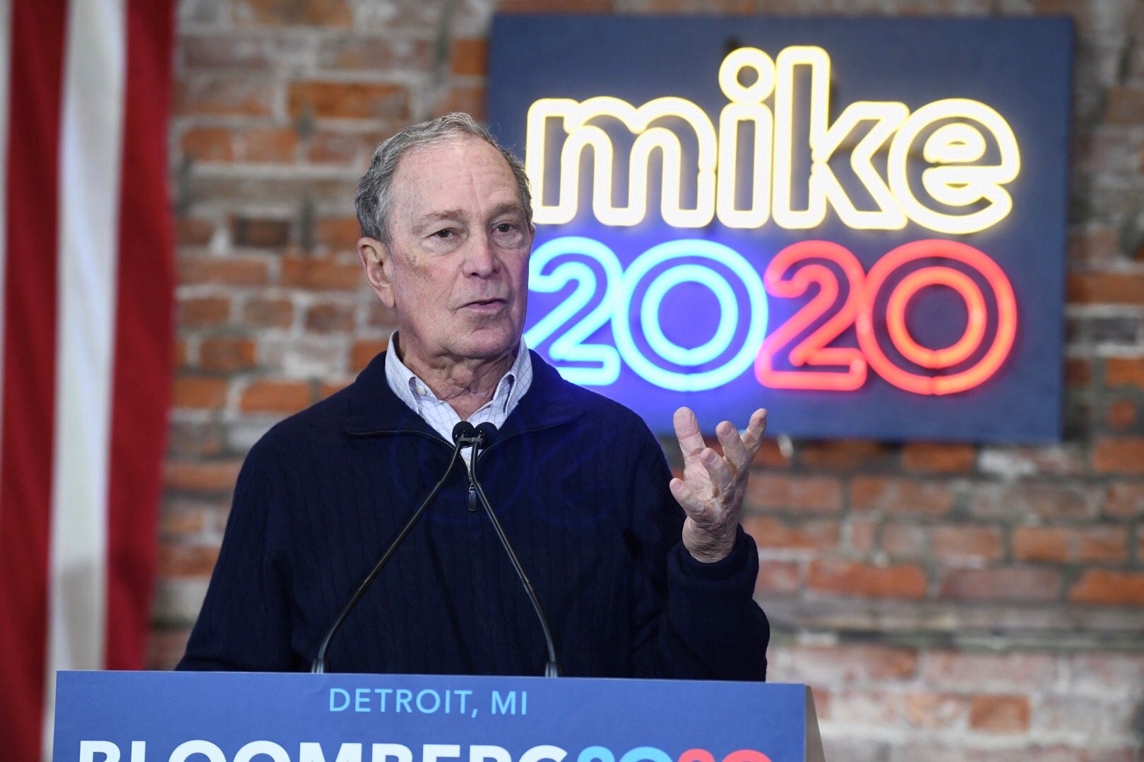 Democratic Presidential candidate Mike Bloomberg at the opening of his Eastern Market campaign office in Detroit on Saturday, December 21, 2019.