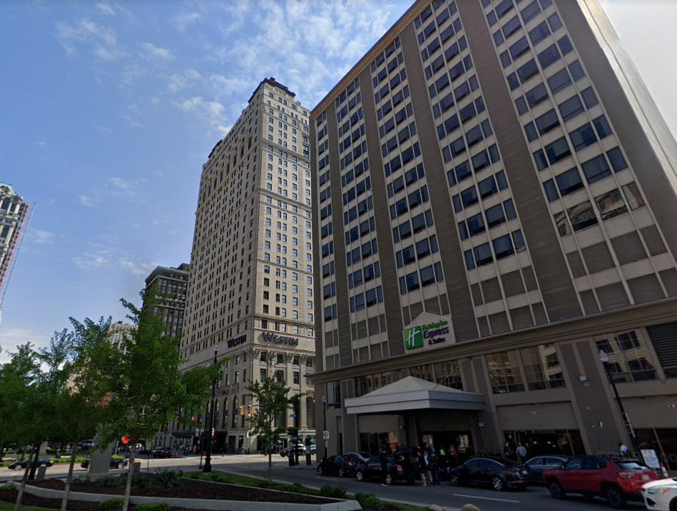 Holiday Inn Express in downtown Detroit.