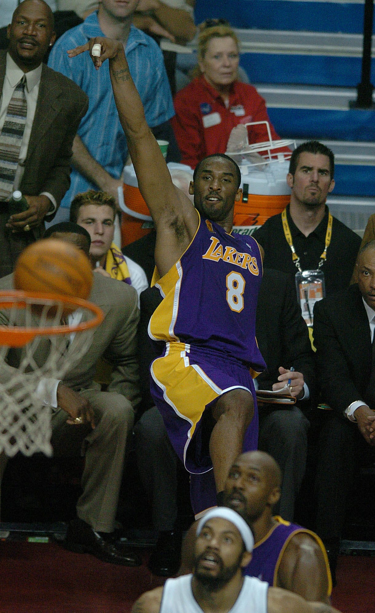 Kobe Bryant takes a shot in Game 4 of the NBA Finals in 2004.