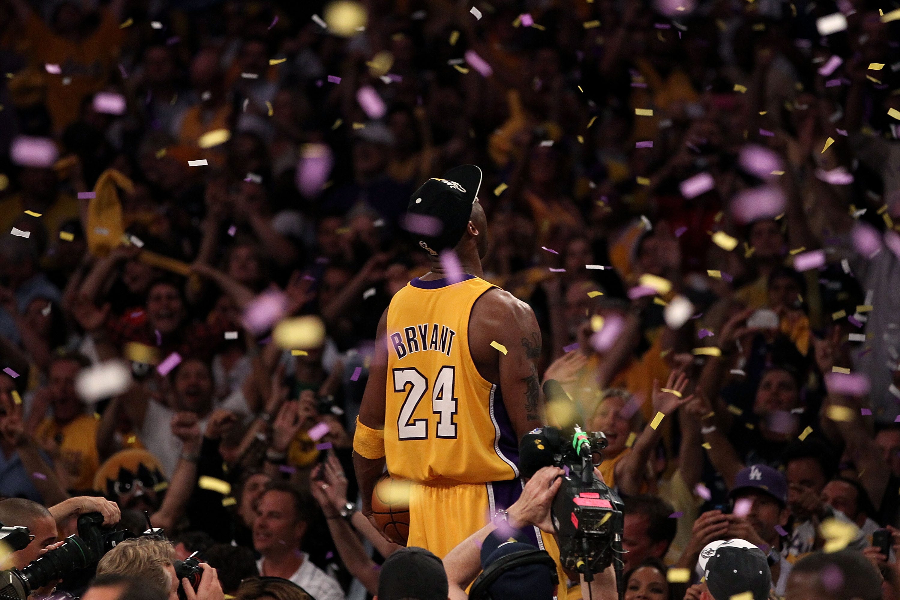 Kobe Bryant celebrates after winning the 2010 NBA Finals.