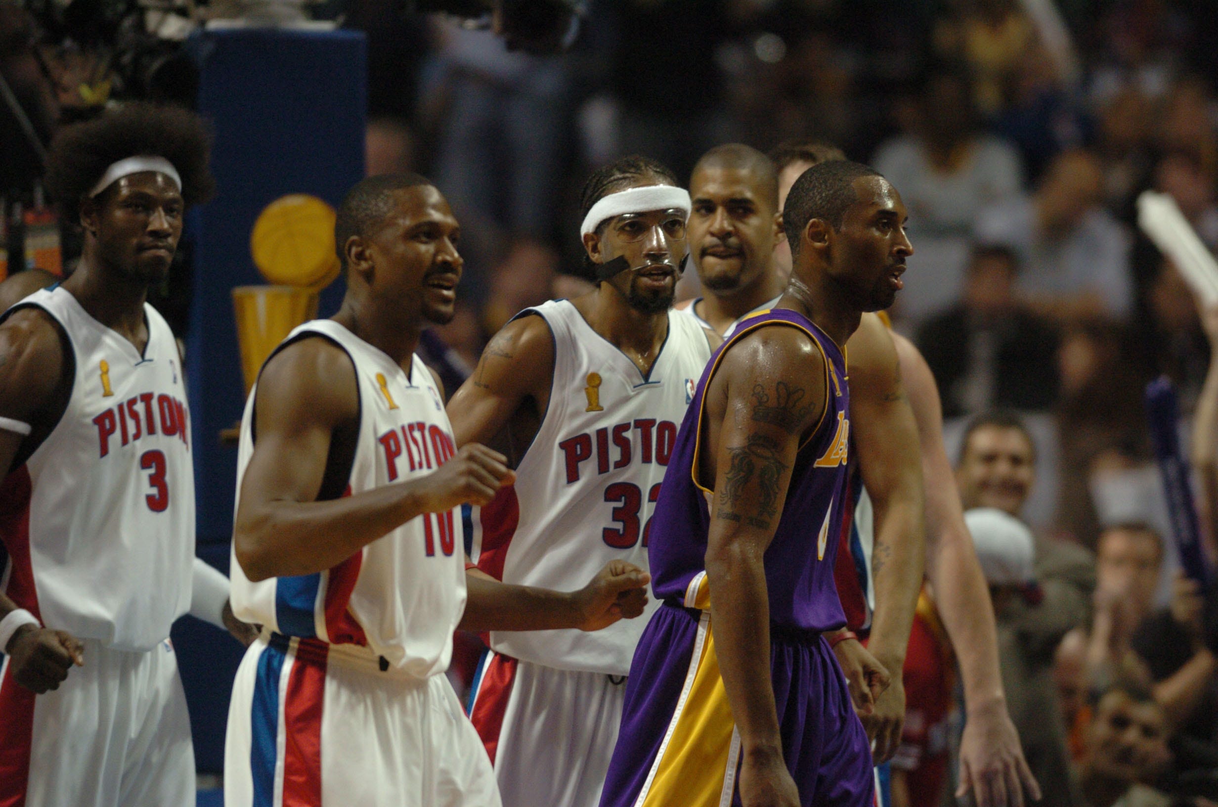 Kobe Bryant in disbelief as he leaves the floor during the NBA Finals against the Pistons in 2004.