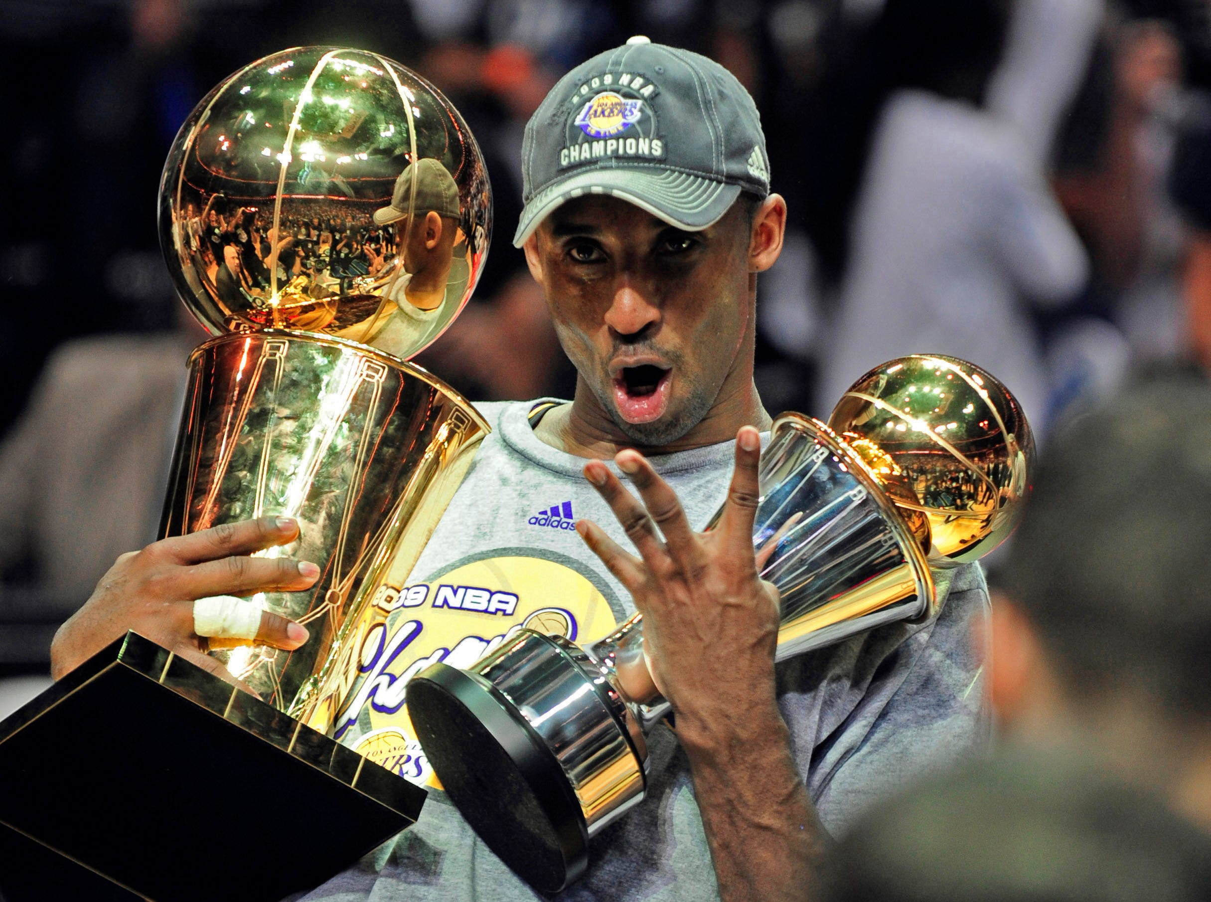 Kobe Bryant ocelebrates the 2009 NBA championship and his MVP award.