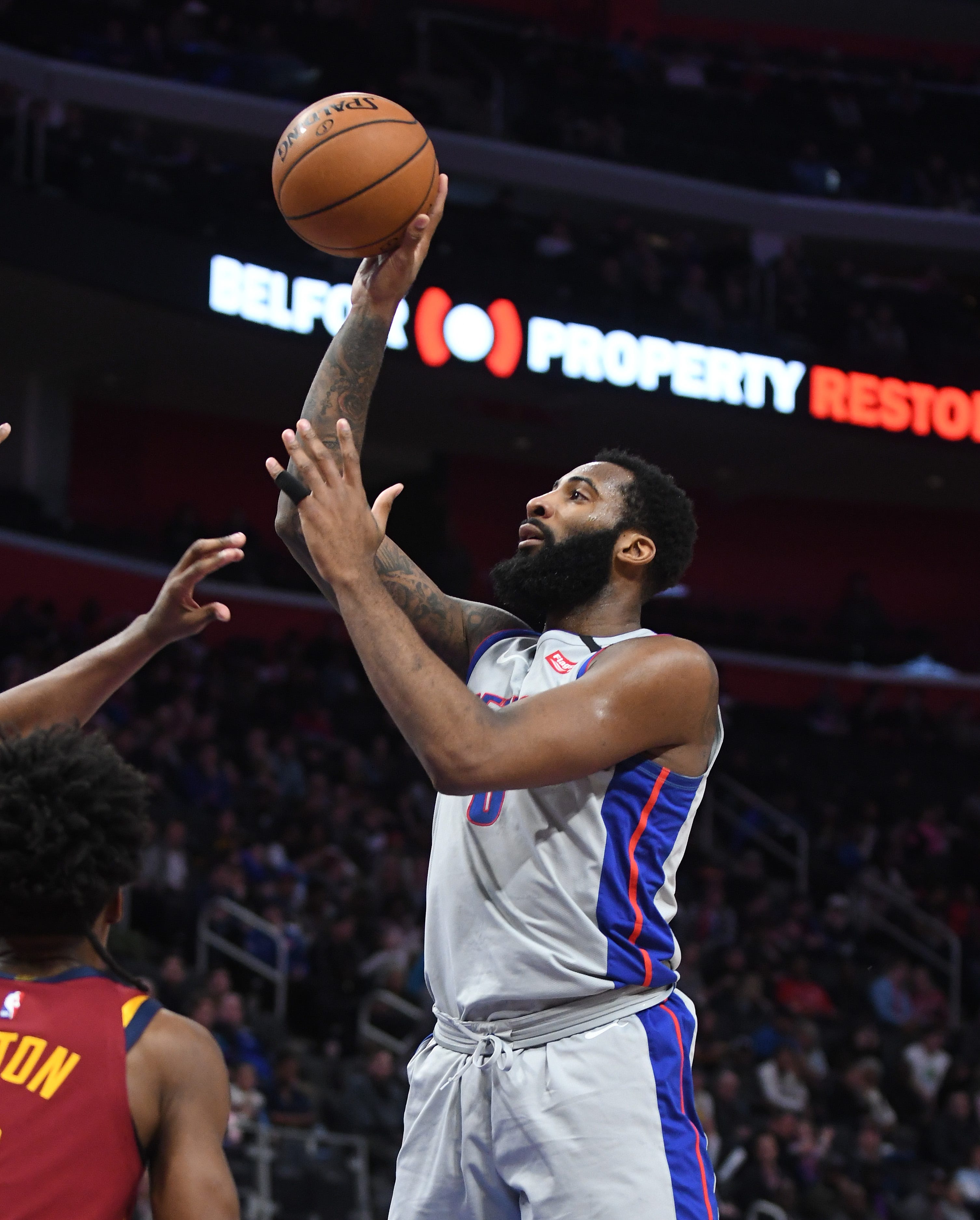 Pistons' Andre Drummond puts up a floater in the second quarter.