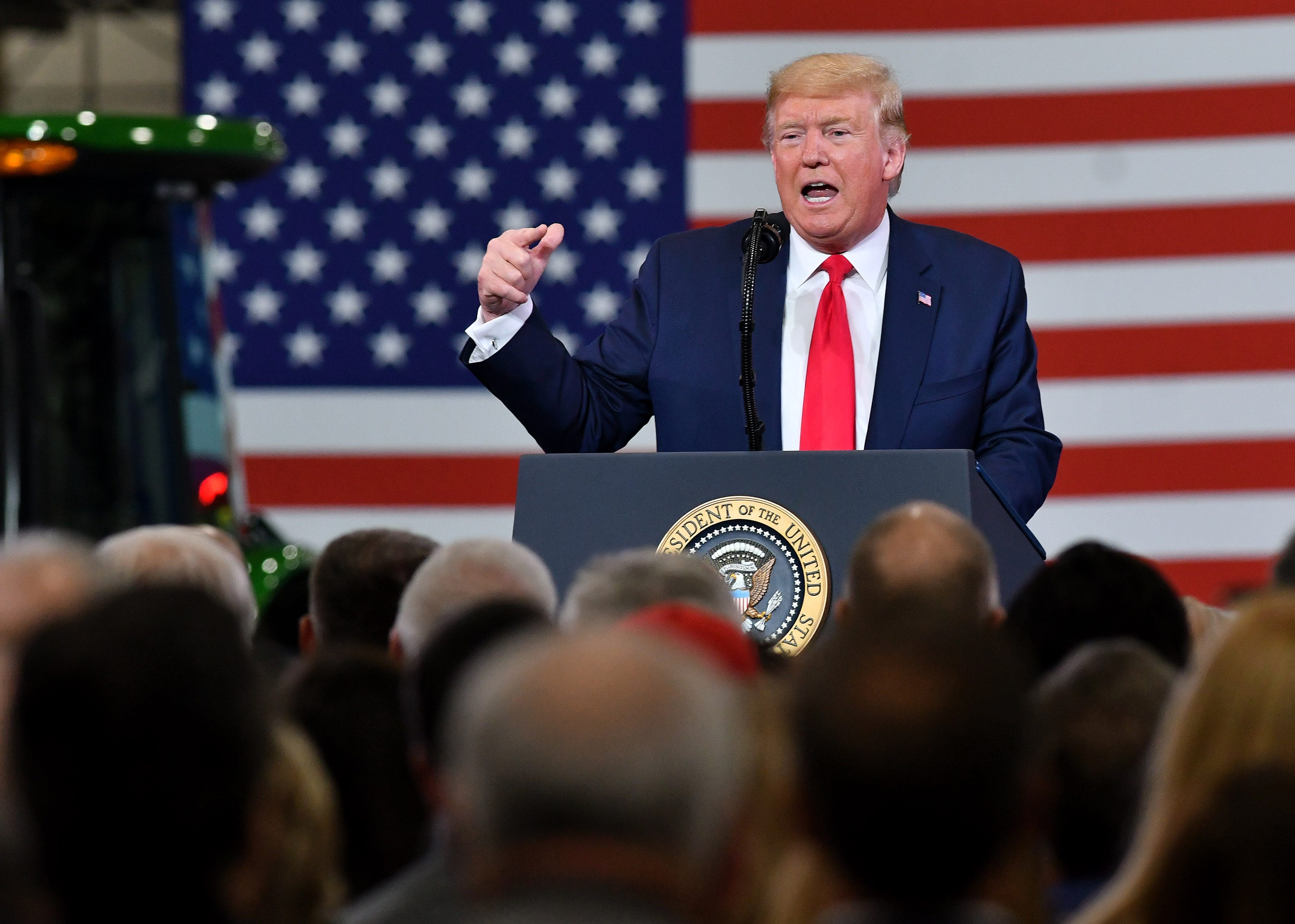 President Donald Trump gives remarks at auto supplier Dana Incorporated in Warren.