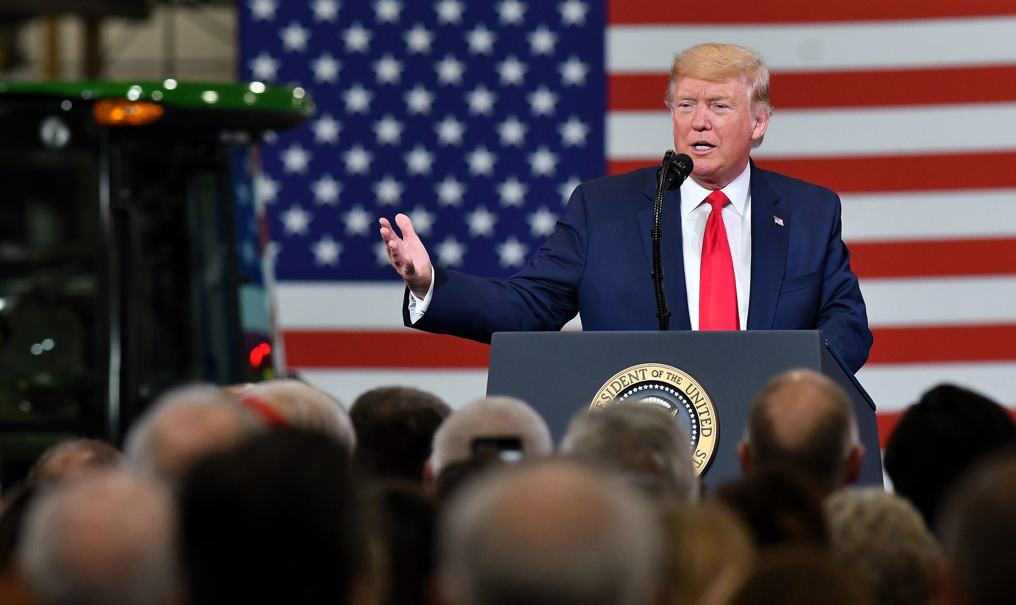 President Donald Trump gives remarks at Dana Incorporated in Warren.