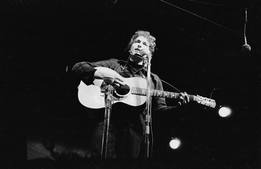 Bob Dylan, Night performance, Newport Folk Festival, Newport, Rhode Island, 1964