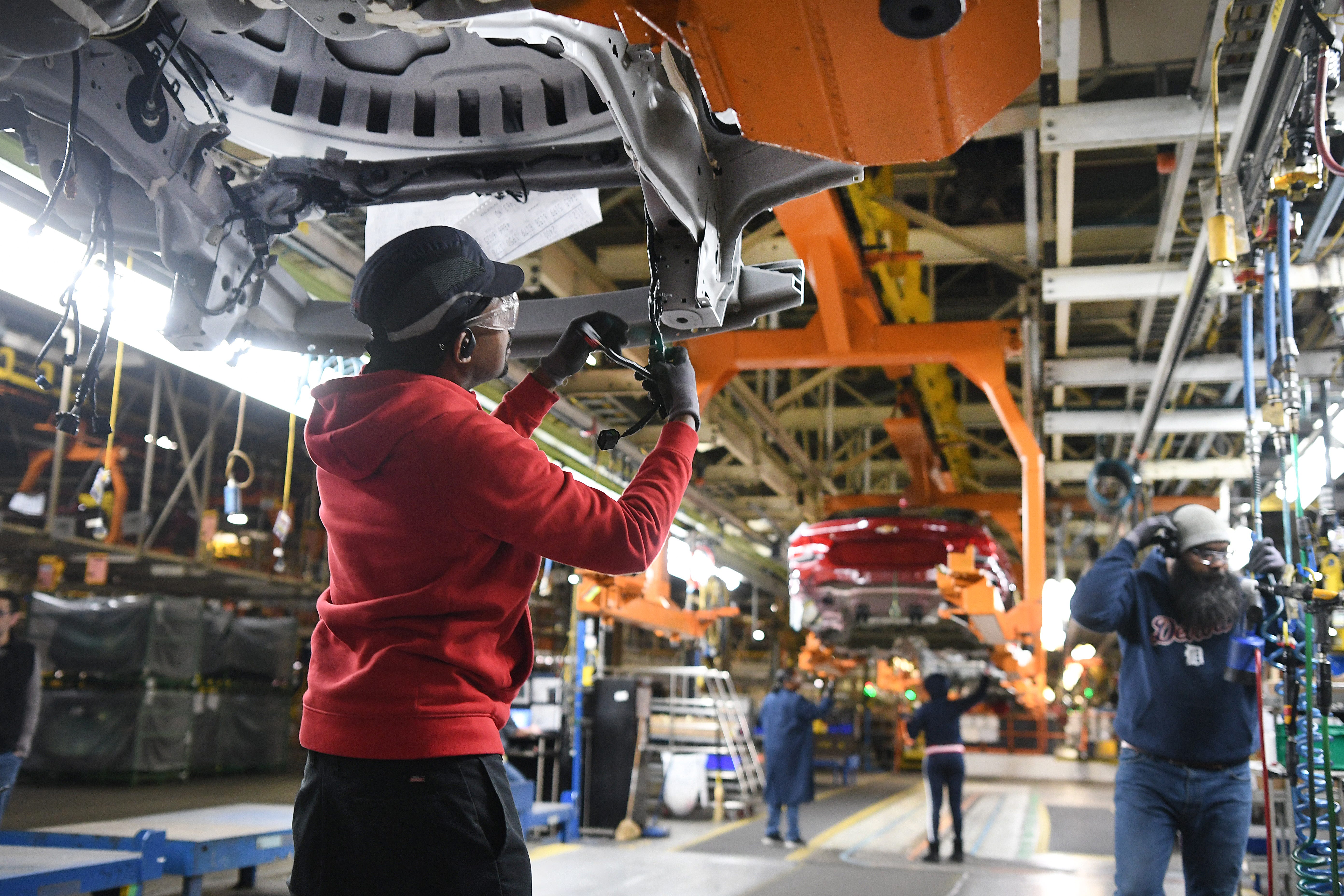 Work continues at the General Motors Detroit-Hamtramck plant on the Chevrolet Impala on Wednesday, February 12, 2020 as the plant will be converting from internal-combustion production to EV.