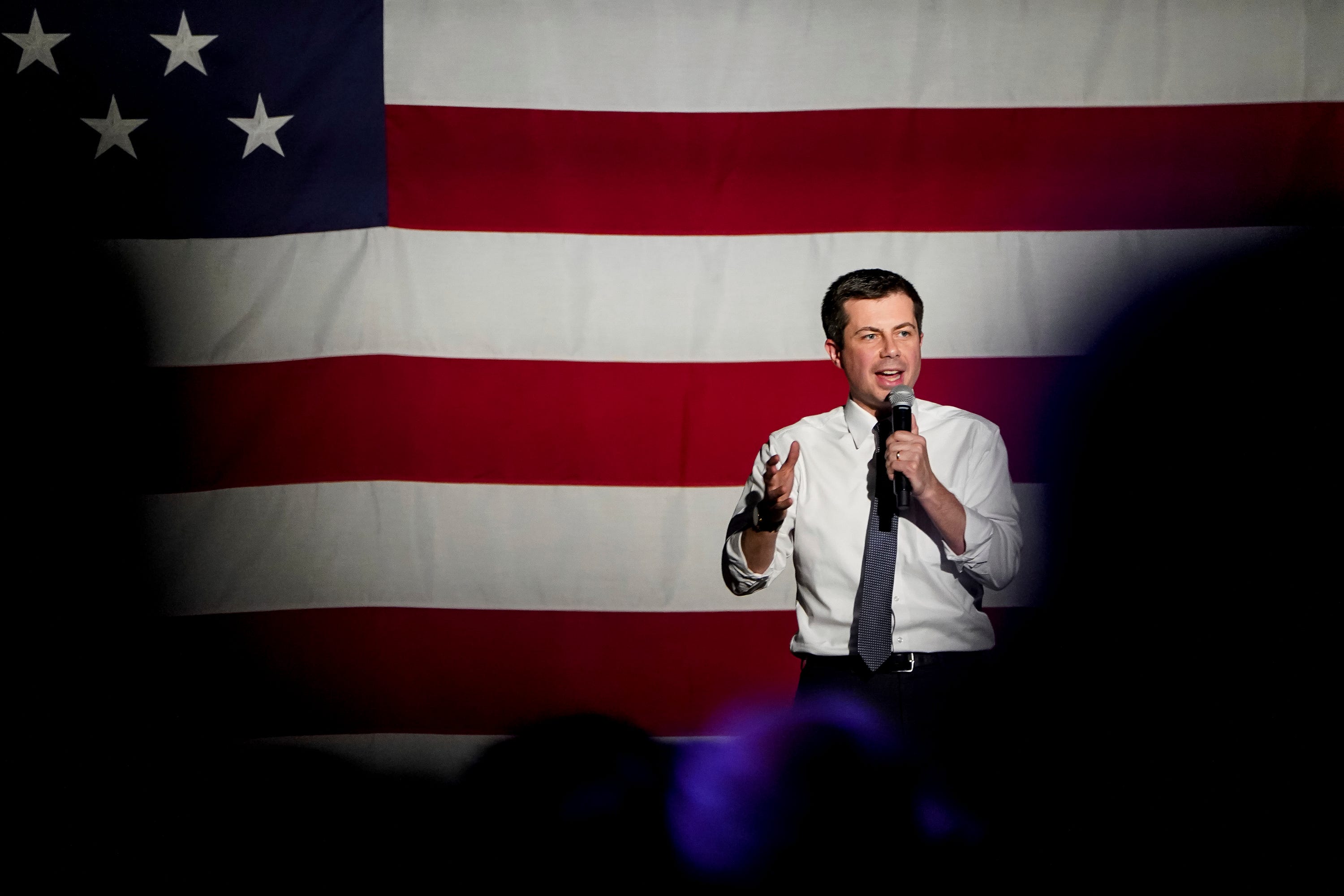 In this Monday, Feb. 17, 2020 photo, Democratic presidential candidate Pete Buttigieg speaks at The Union Event Center in Salt Lake City.