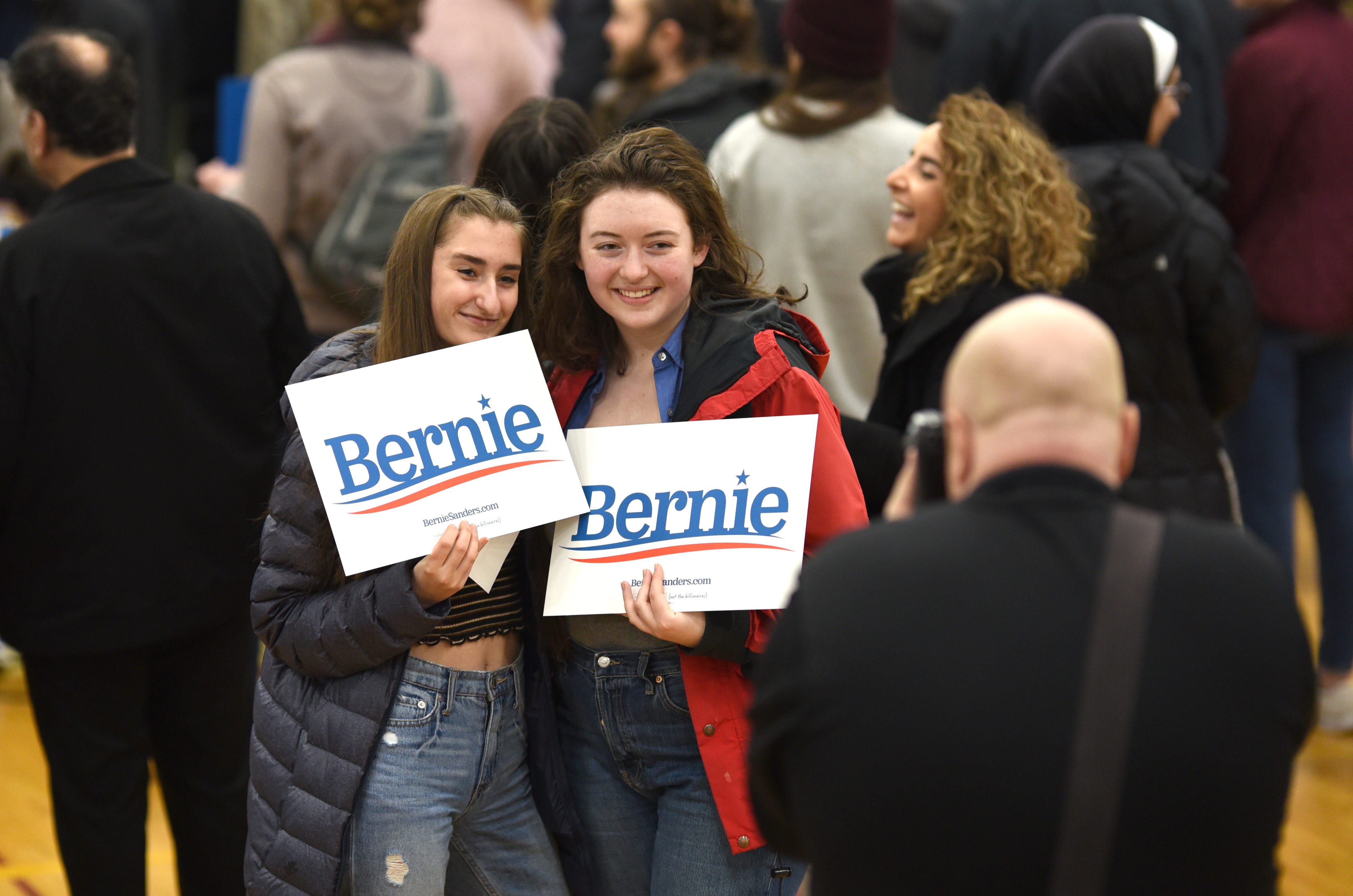 High School student show their support for Bernie Sanders .