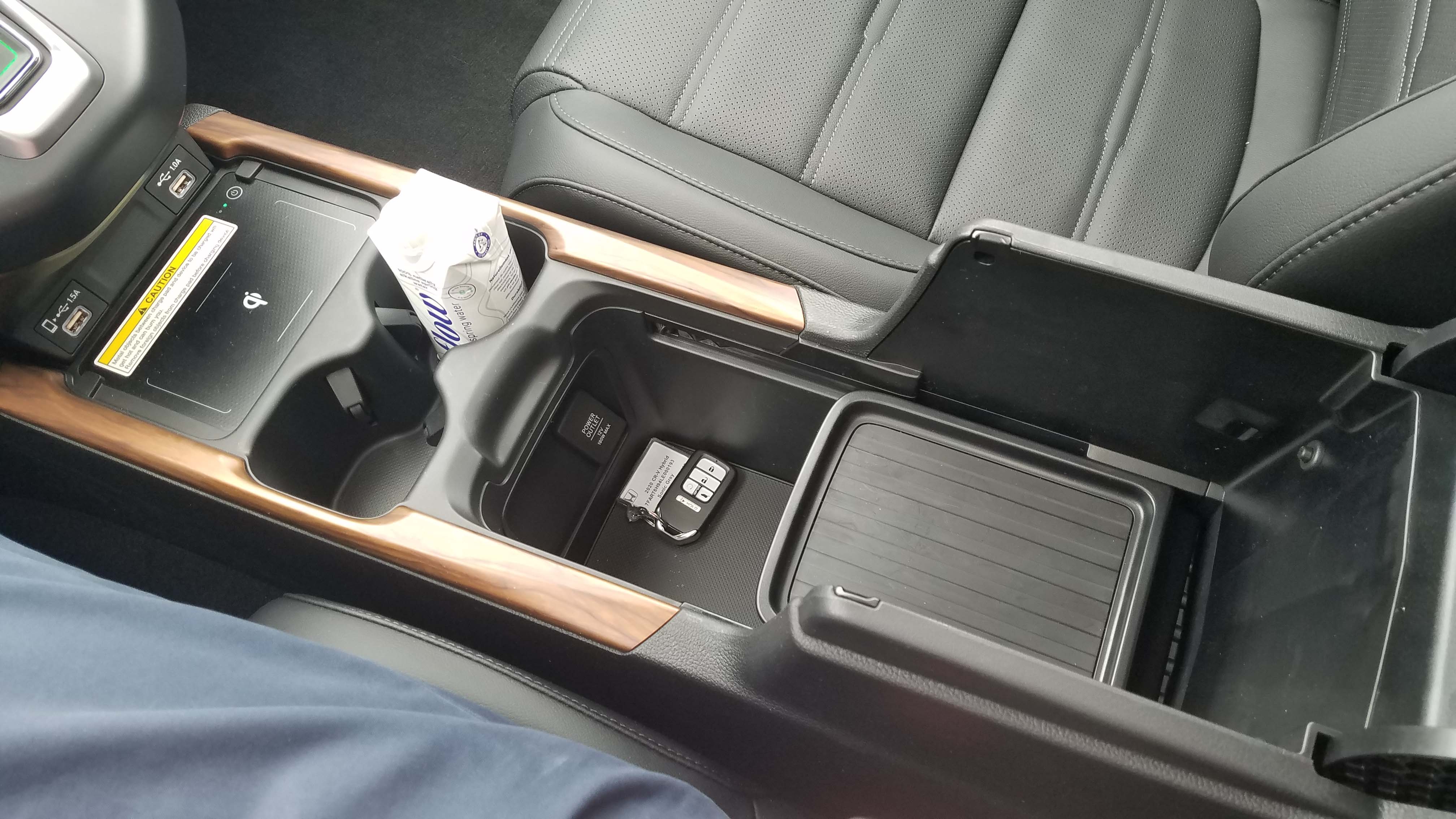 Like all Hondas, the 2020 Honda CR-V Hybrid has configurable console storage space.