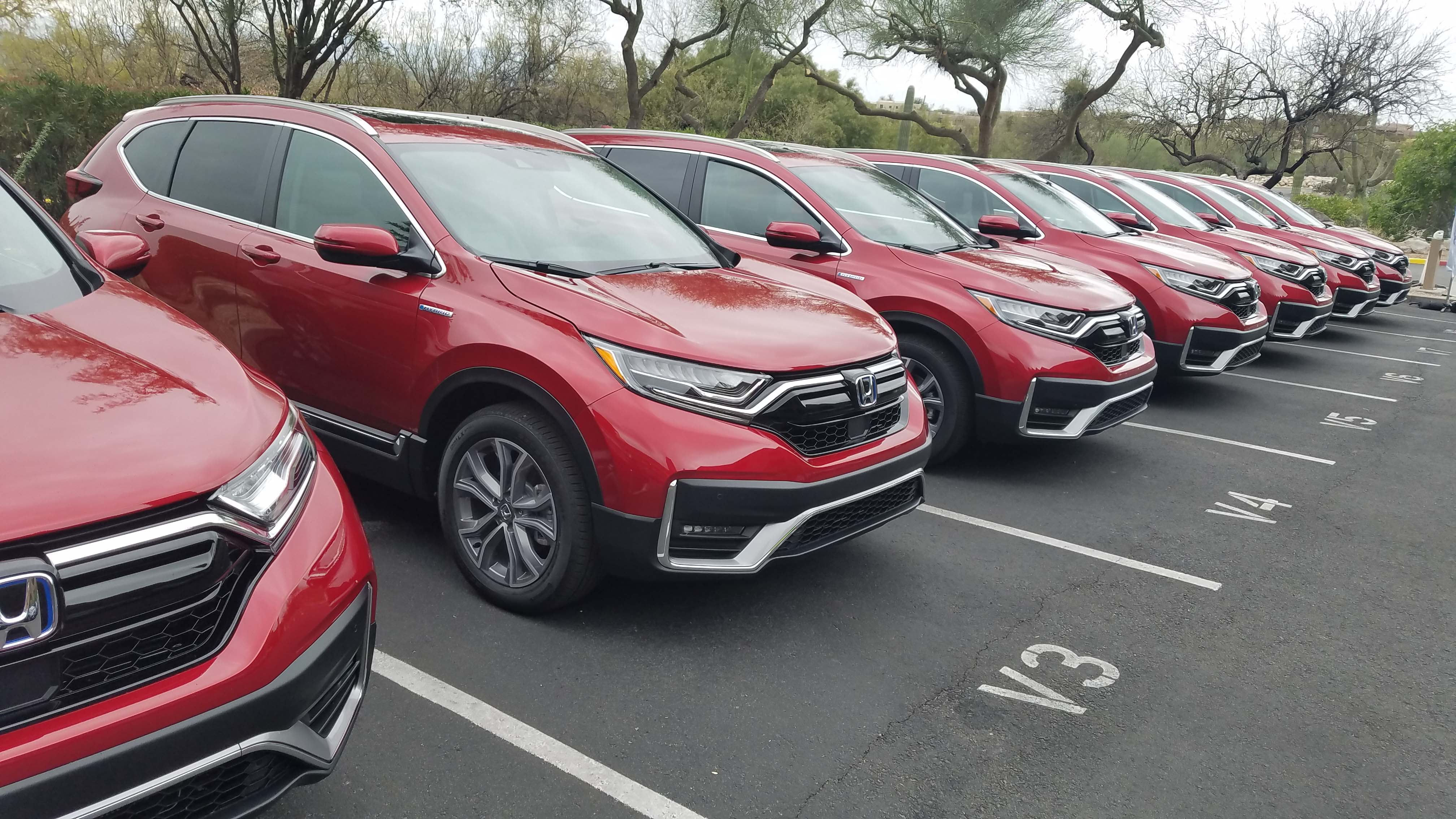 The 2020 Honda CR-V Hybrid can be had in Radiant Red Metallic.