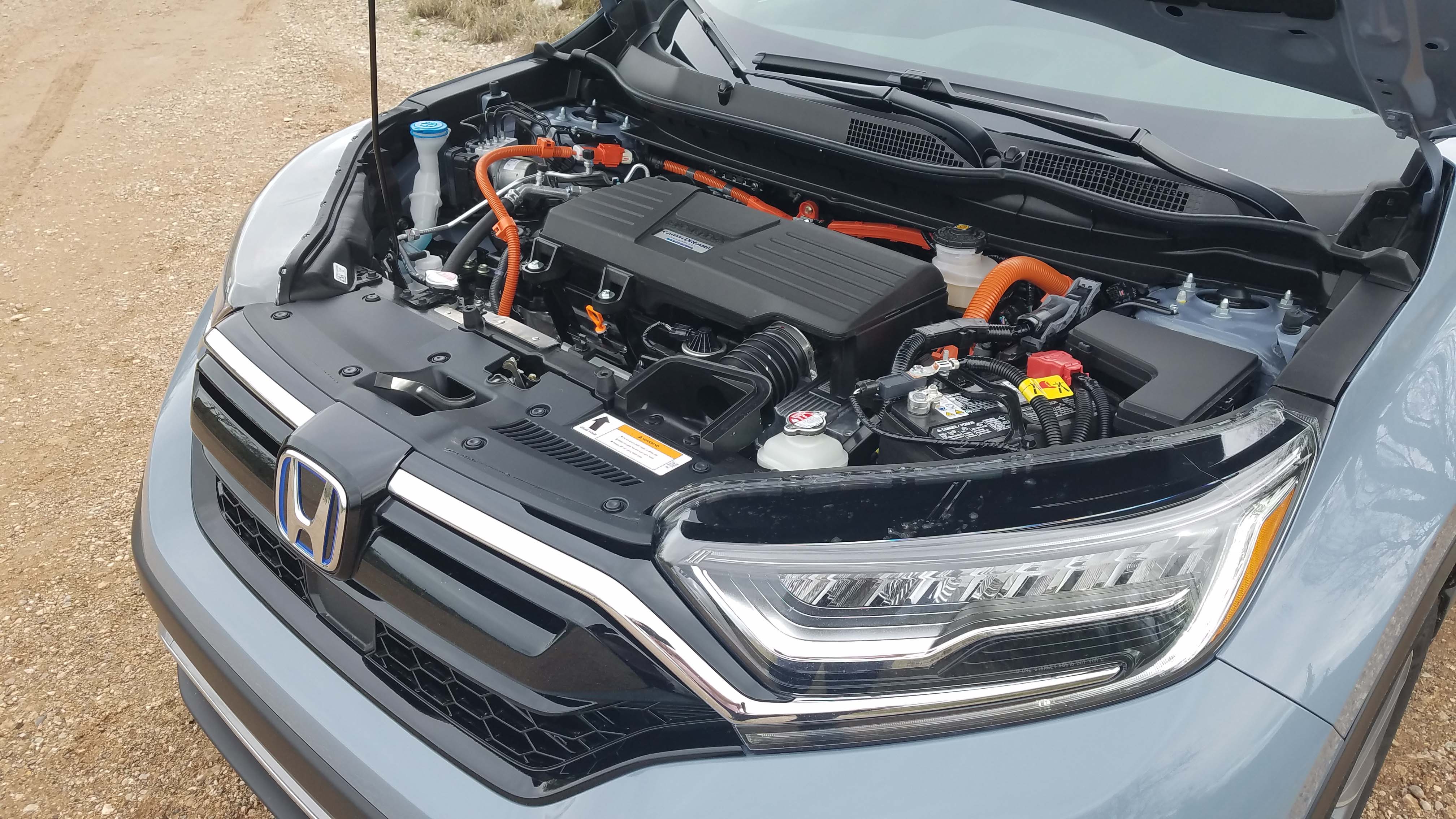 Under the hood of the 2020 Honda CR-V Hybrid is a 2.0-liter 4-cylinder engine mated to an AC motor.