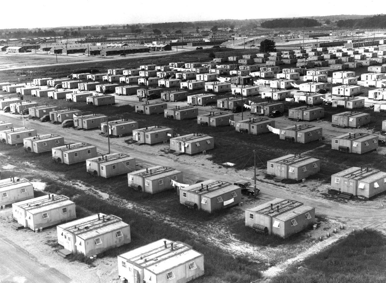 Ford Motor national defense housing at the Willow Run plant is seen Aug. 24, 1943. Frederick A. Delano, President Franklin Delano Roosevelt's uncle, was put in charge of organizing homes for the expected 100,000 workers at Willow Run.