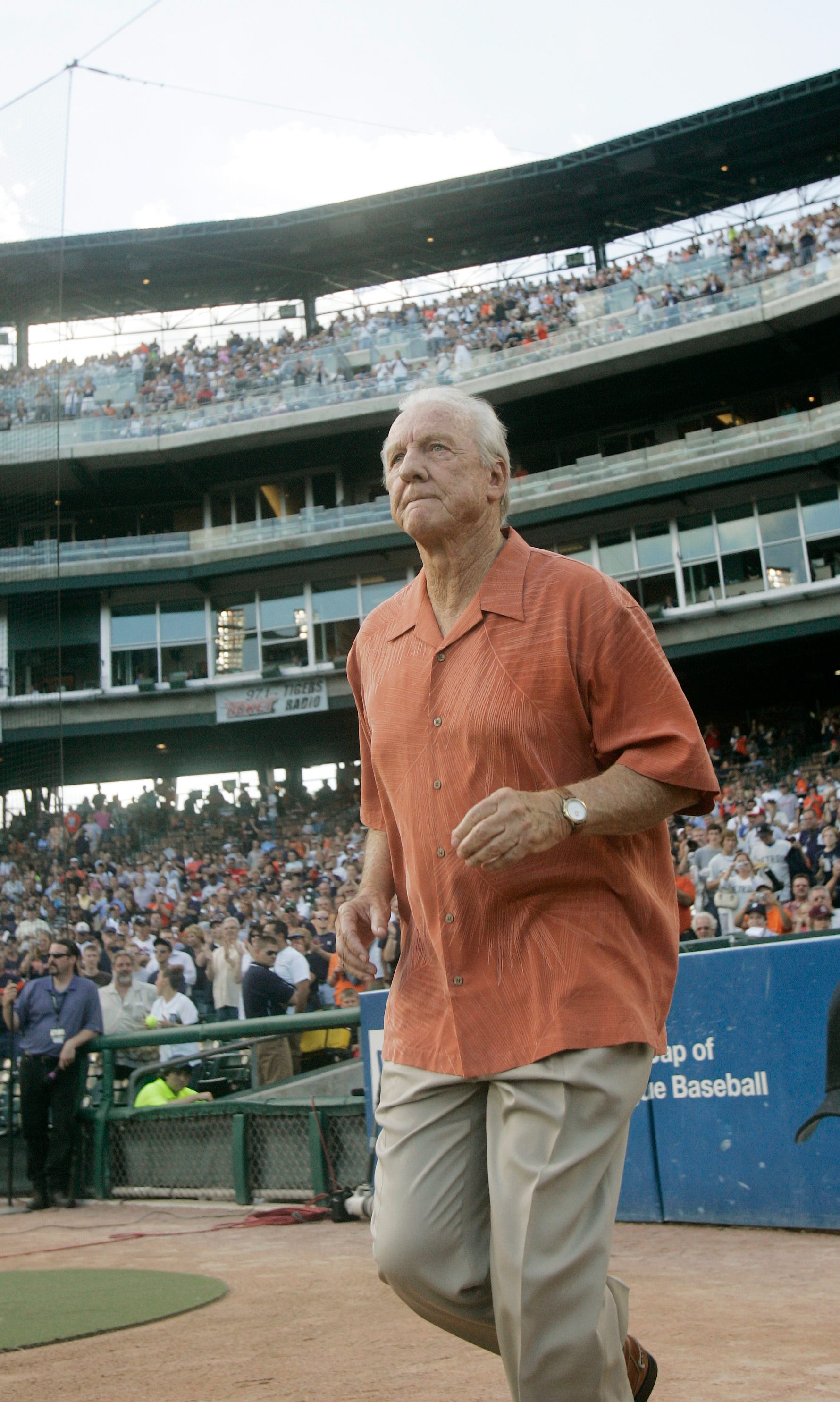 Al Kaline, now a Hall of Famer, is introduced to the crowd before a game against the St. Louis Cardinals on the 40th anniversary of the 1968 Tigers' World Series victory. Players from the Detroit Tigers 1968 World Championship were honored before the game on Monday, June 23, 2008.