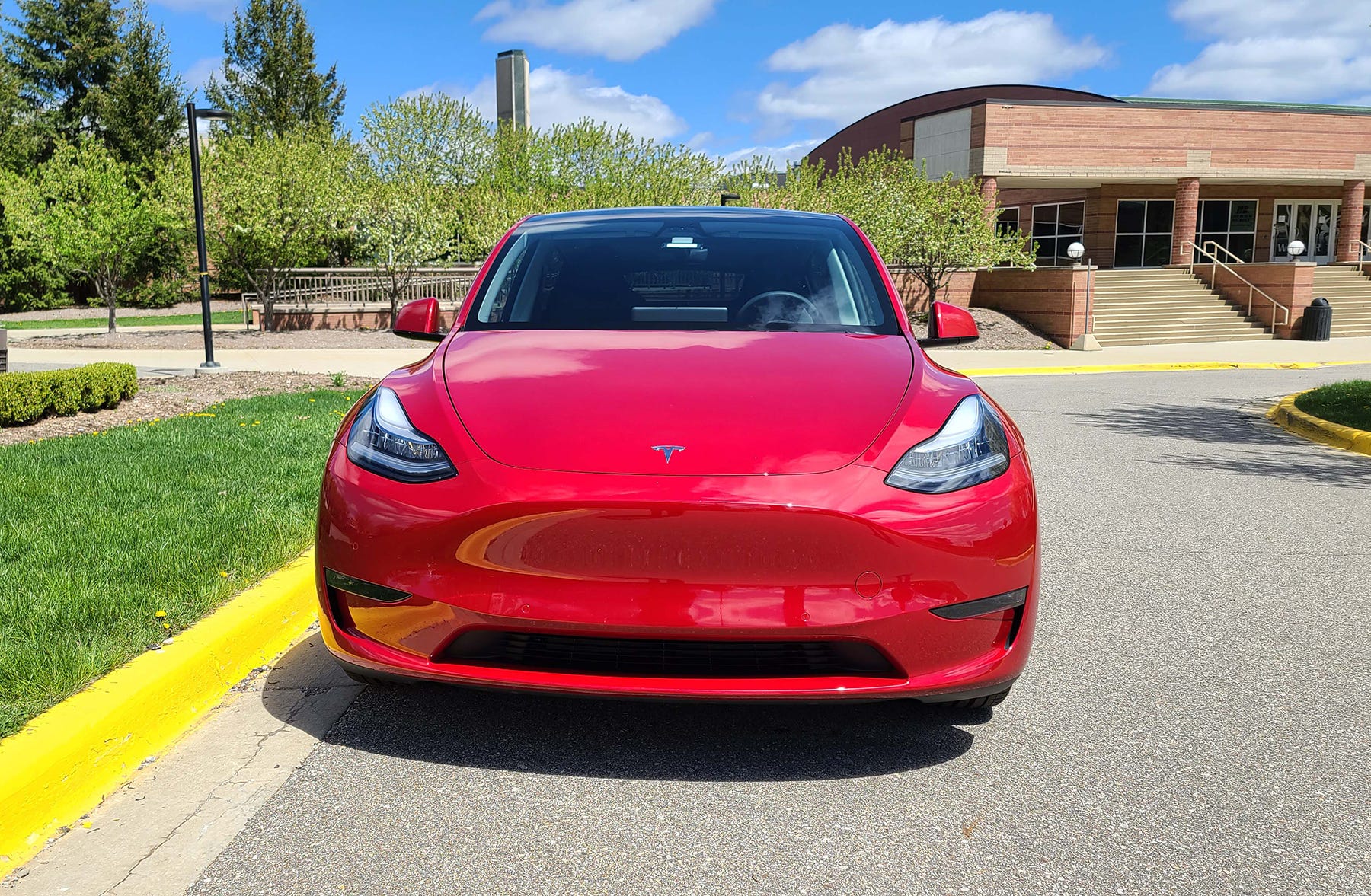 Where's the grille? The electric Model Y only needs a small opening on its lower fascia to cool the battery.