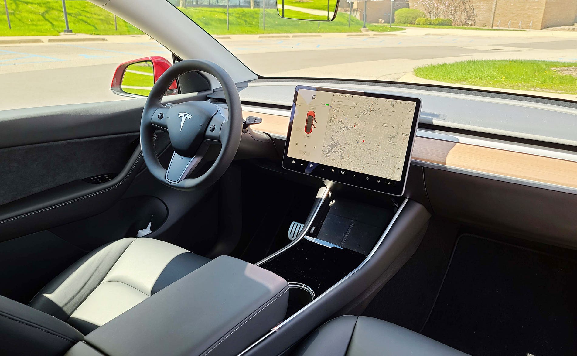 The Tesla Model Y interior is dominated by a 15-inch console screen.