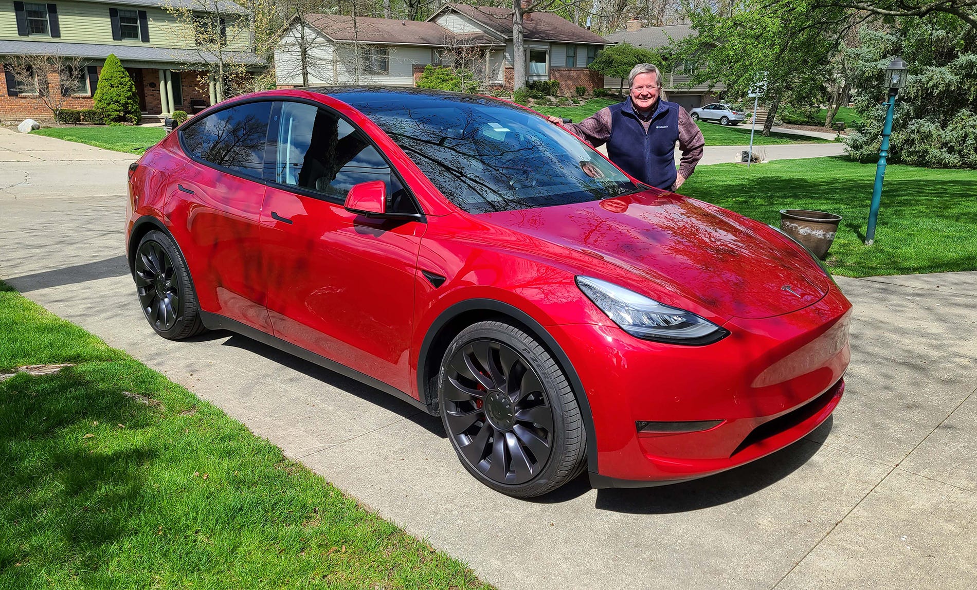 Ex-GM engineer Dick Amacher allowed The Detroit News to test drive his Tesla Model Y, one of the first in Michigan. Amacher also owns a Tesla Model 3 sedan.