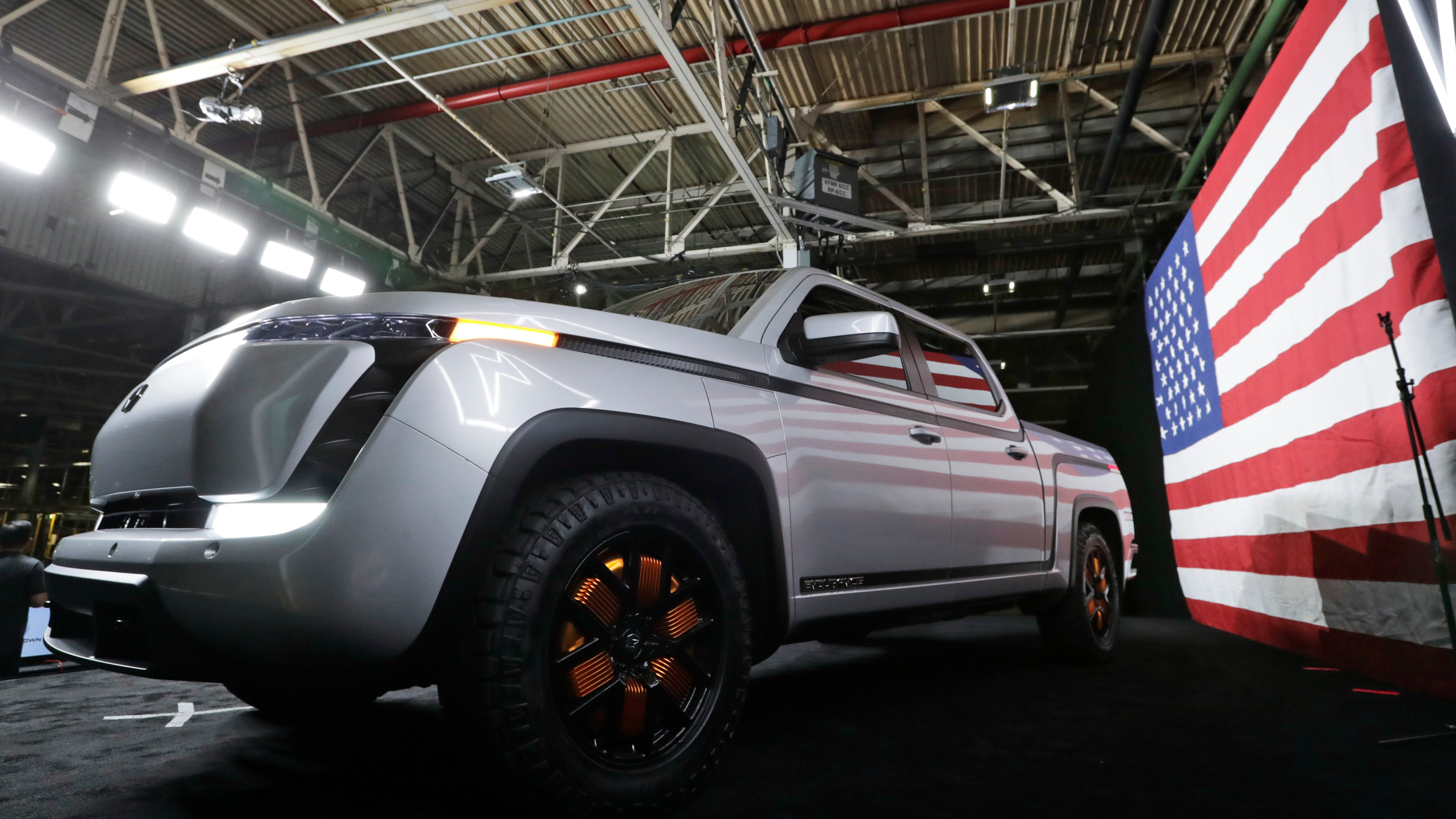 The electric Endurance pick-up truck at Lordstown Motors Corporation is shown, Thursday, June 25, 2020, in Lordstown, Ohio.