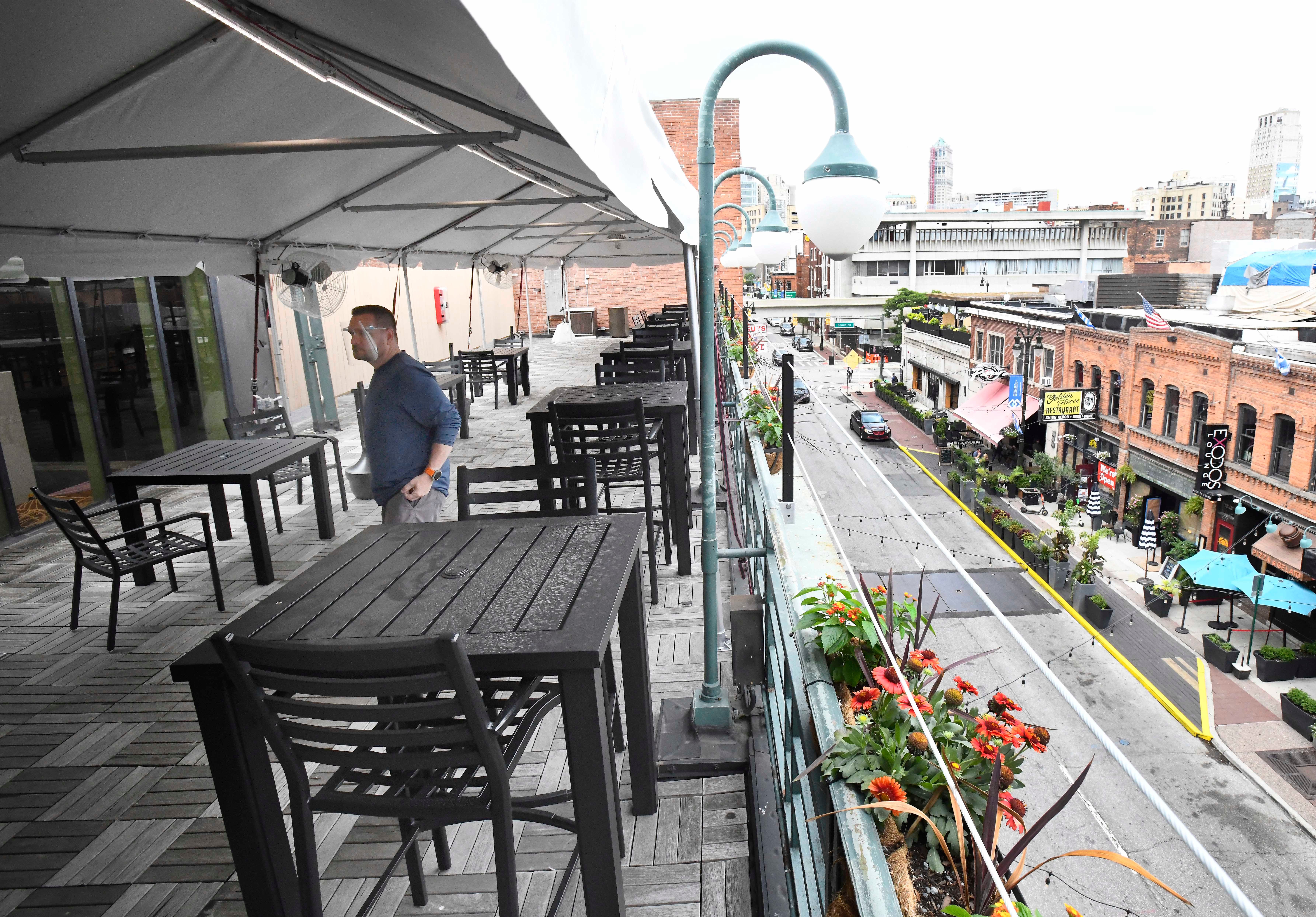 With smoking in the casino not allowed, Greektown Casino opened an outside smoking patio overlooking Monroe Street.  Besides no indoor smoking, other services closed at Greektown Casino are the hotel, valet, poker as well as no self-serve beverage stations.
