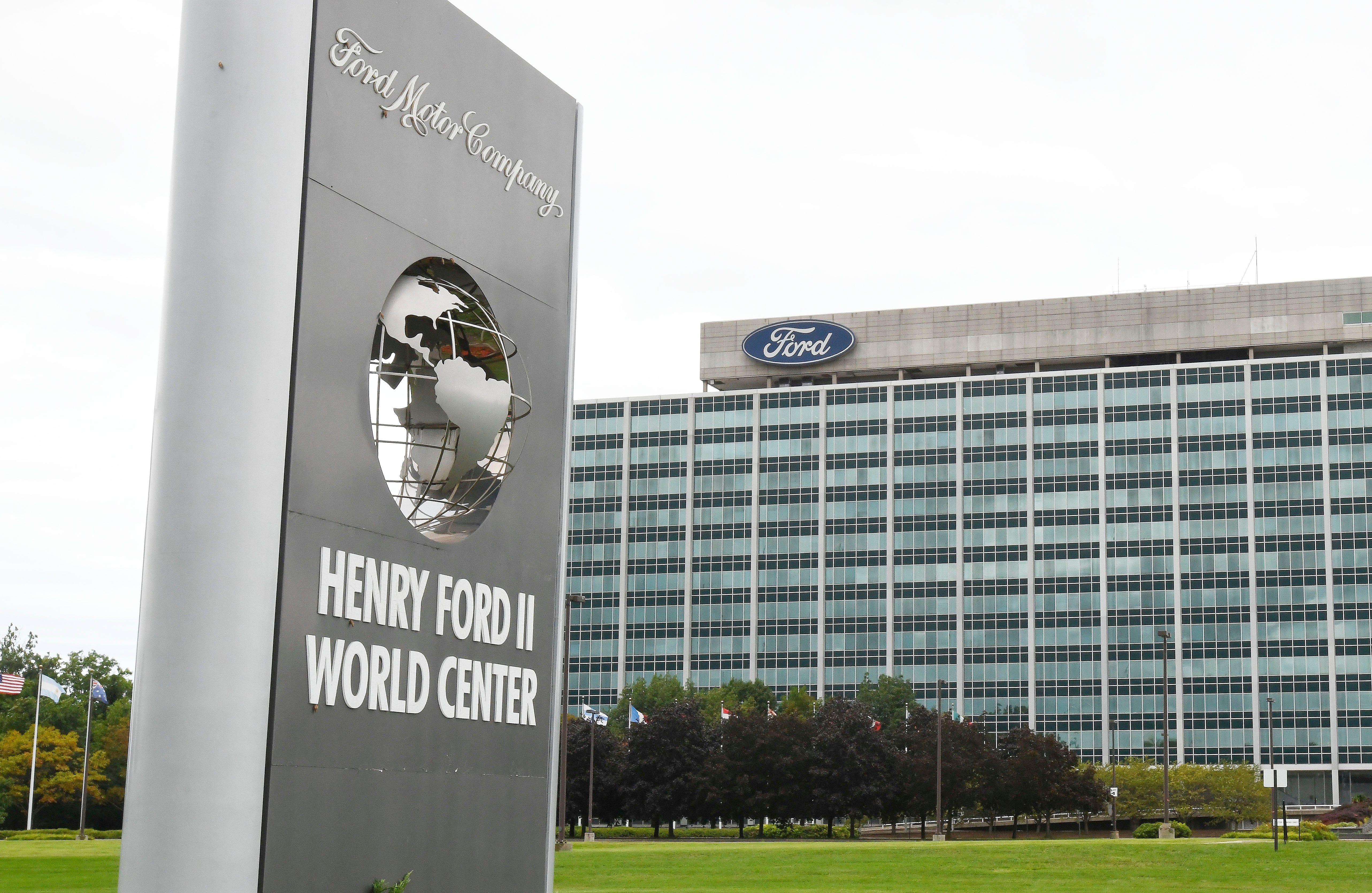 Ford Motor Company Henry Ford II World Headquarters in Dearborn, Michigan on September 2, 2020.