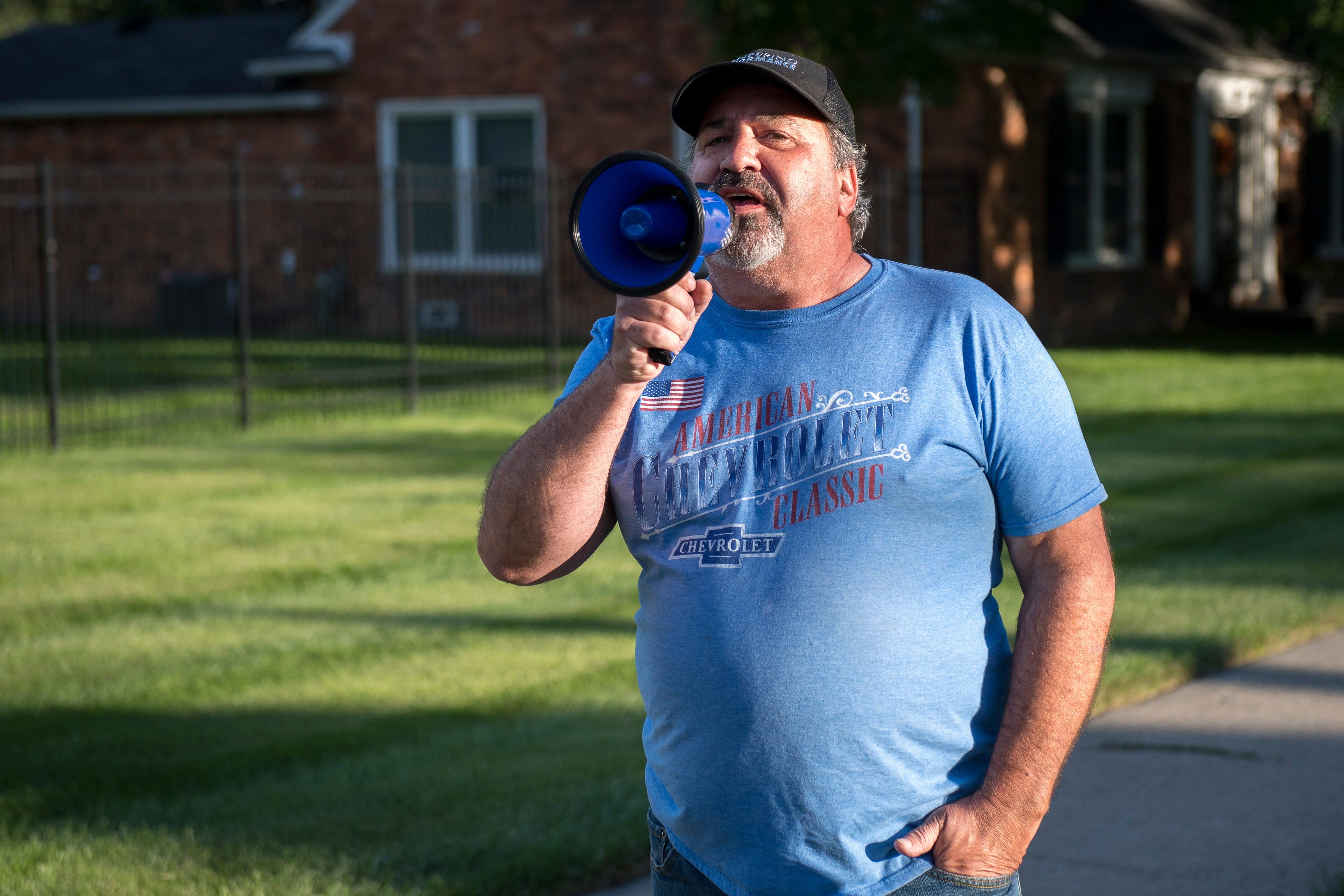 A man yells “All Lives Matter,” during the March Against Racism in Warren on Sept. 19, 2020. The march in Warren occurred in response to what the city called hate crimes that terrorized residents Candace Hall, her husband Eddie and their two children.
