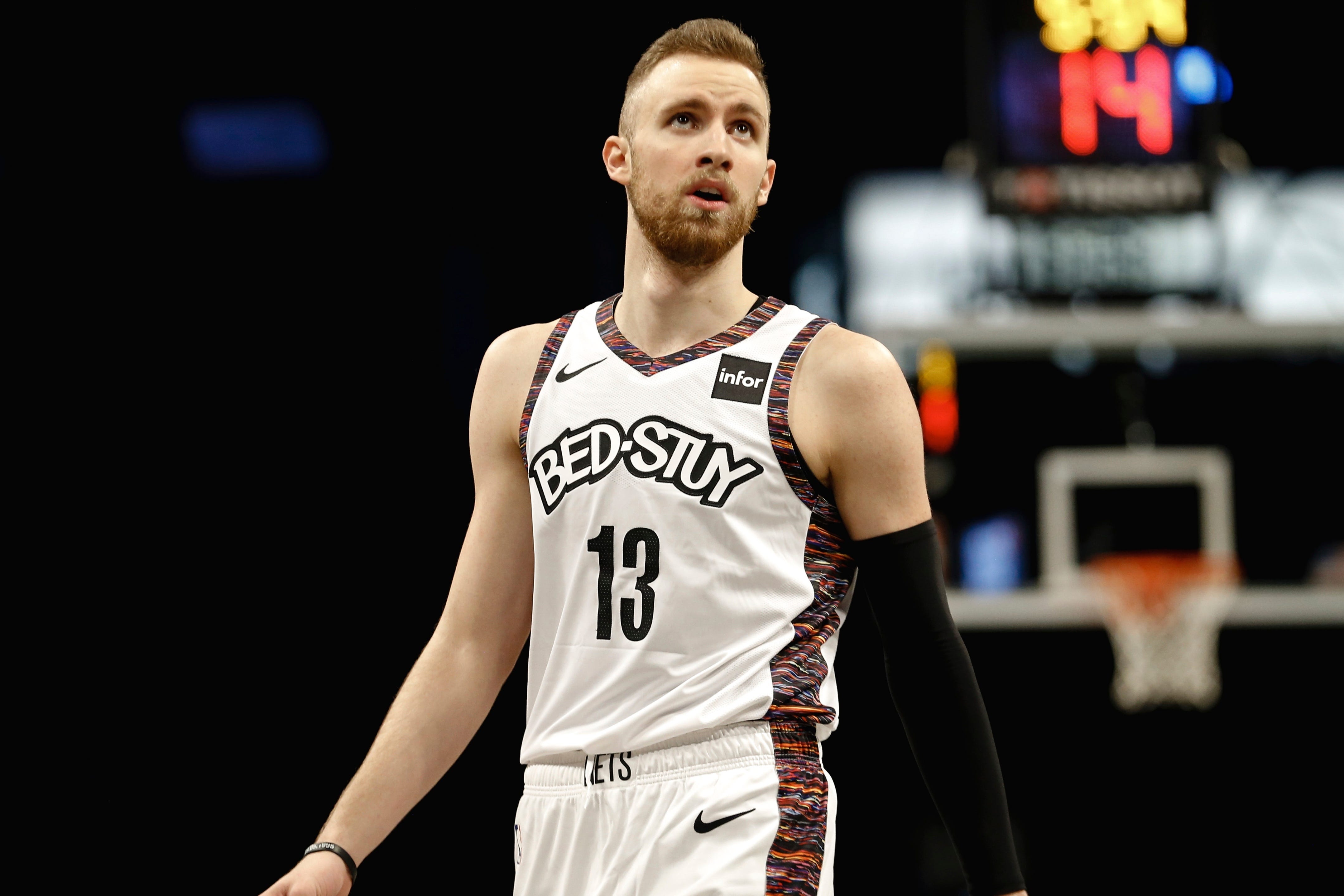 Dzanan Musa, who came from the Brooklyn Nets to the Pistons, during the first half of an NBA basketball game on Sunday, Dec. 8, 2019, in New York.