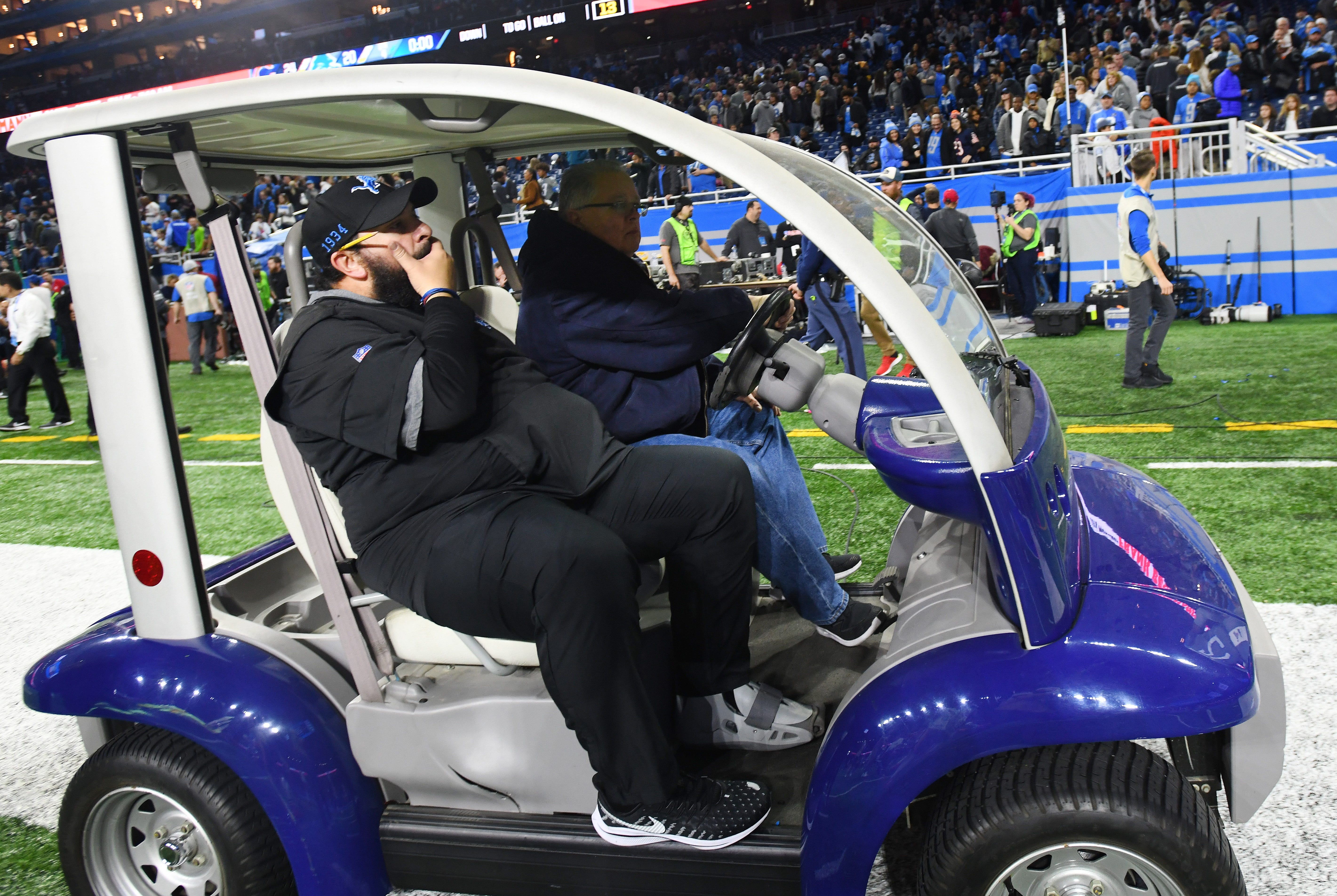 Lions head coach Matt Patricia leaves the field after a 24-20 loss to the 6-6 Chicago Bears, putting Detroit's record at 3-8-1. NFL Detroit Lions vs. Chicago Bears at Ford Field in Detroit, Michigan on November 28, 2019.