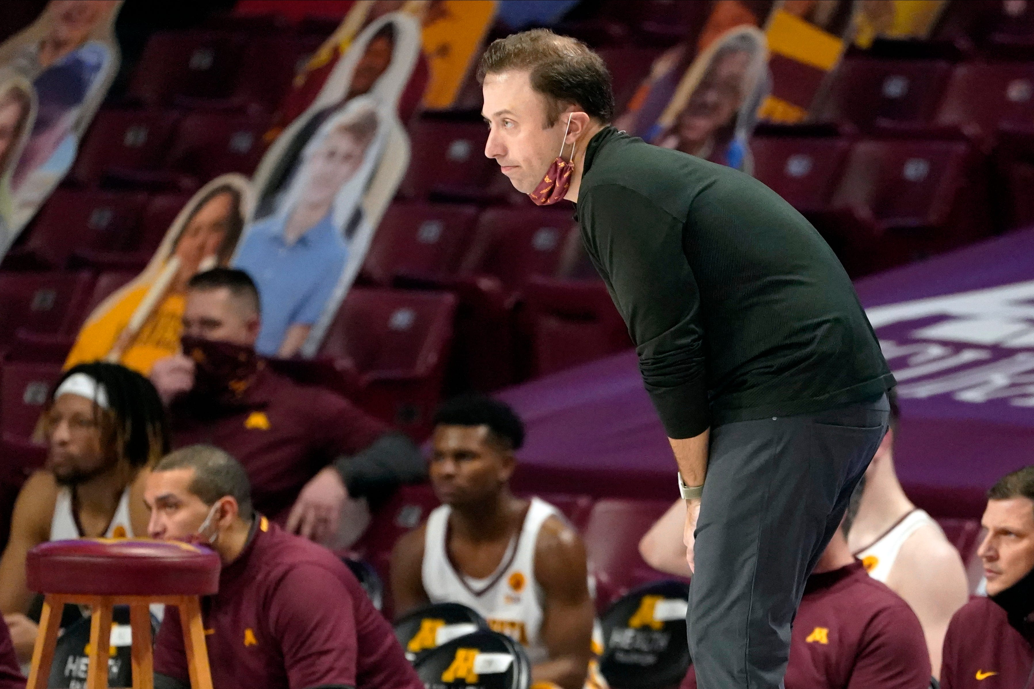 Minnesota head coach Richard Pitino watches his players in the second half.
