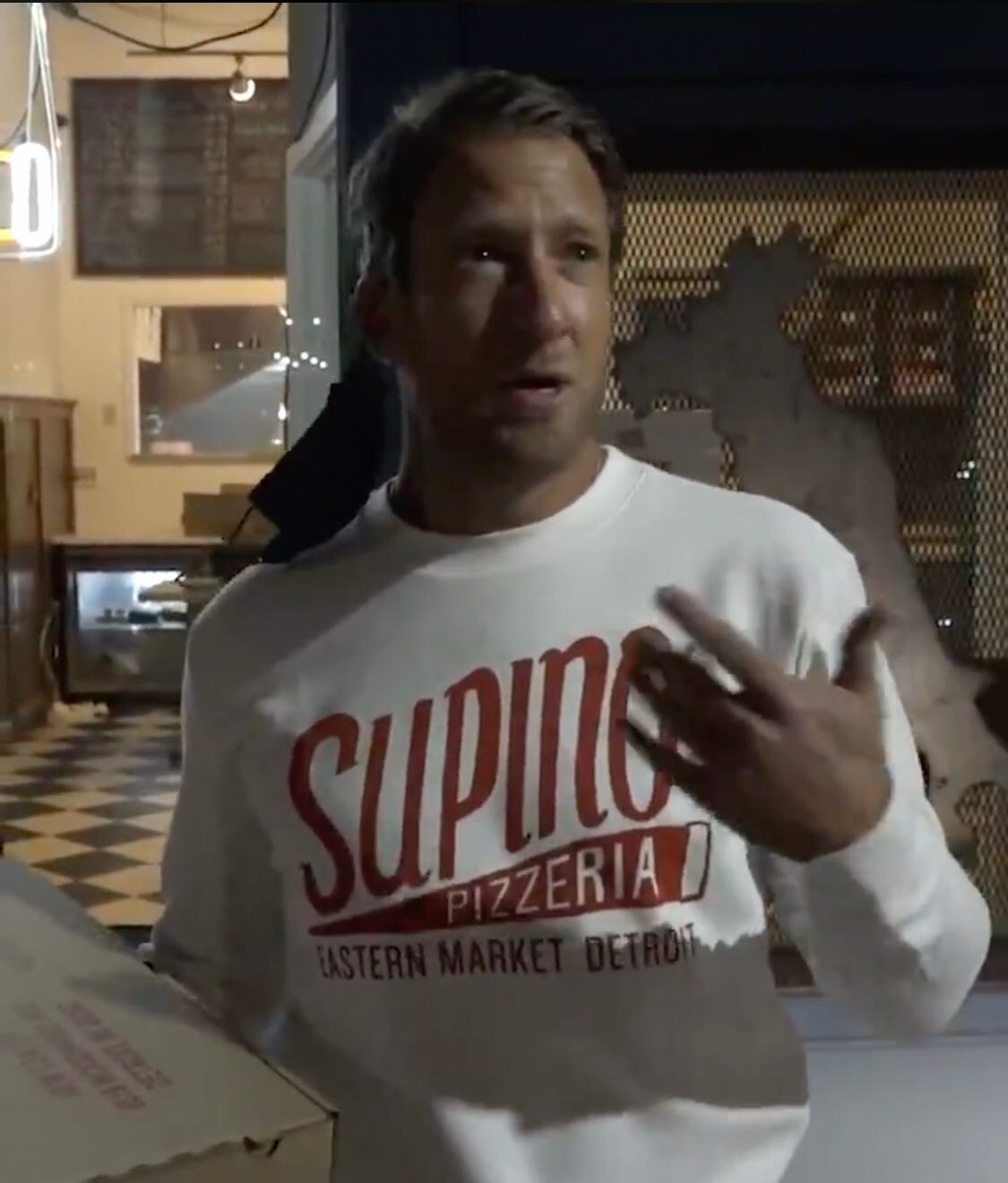 Dave Portnoy of Barstool Sports in front of Supino Pizzeria in Eastern Market earlier this year.