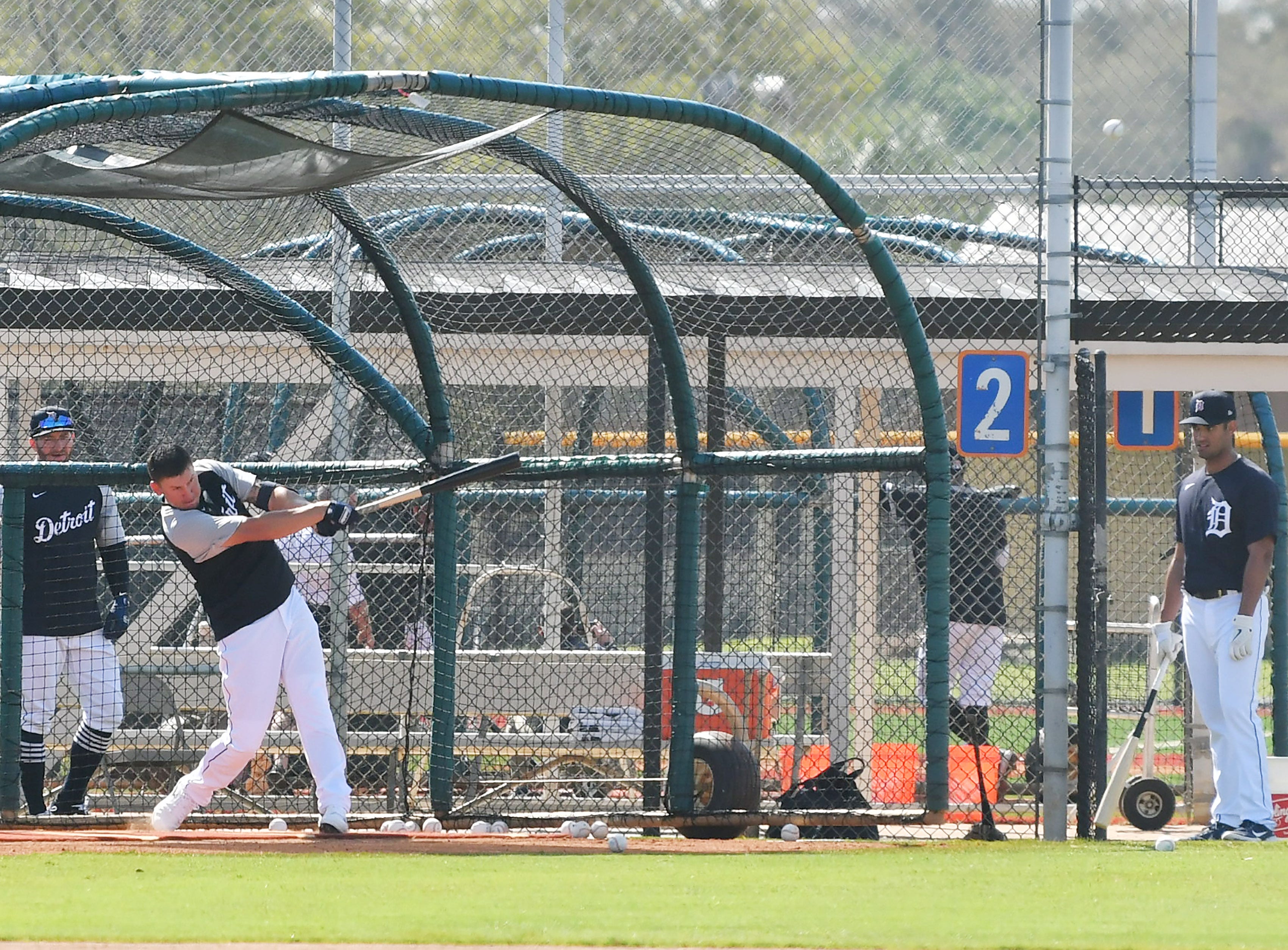 Tigers outfielder JaCoby Jones takes batting practice.