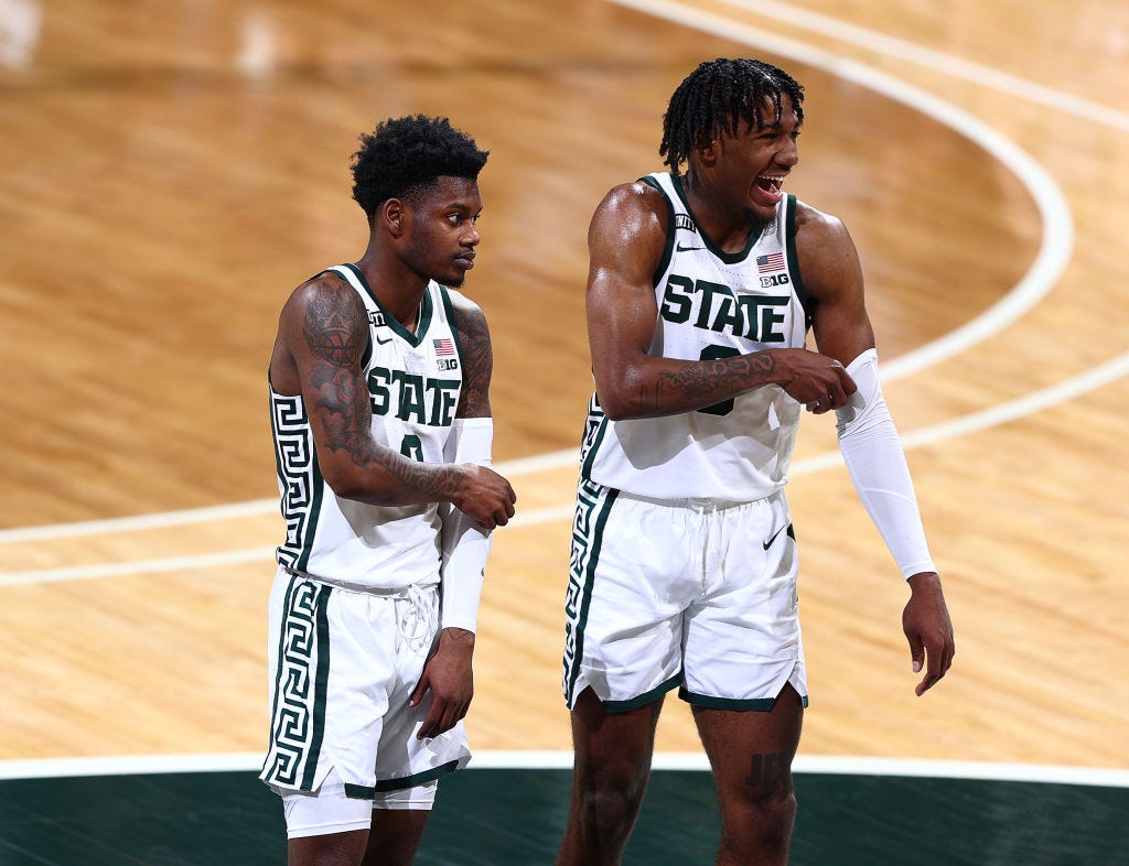 Rocket Watts (2), Aaron Henry and Michigan State are suddenly back in the NCAA Tournament conversation.