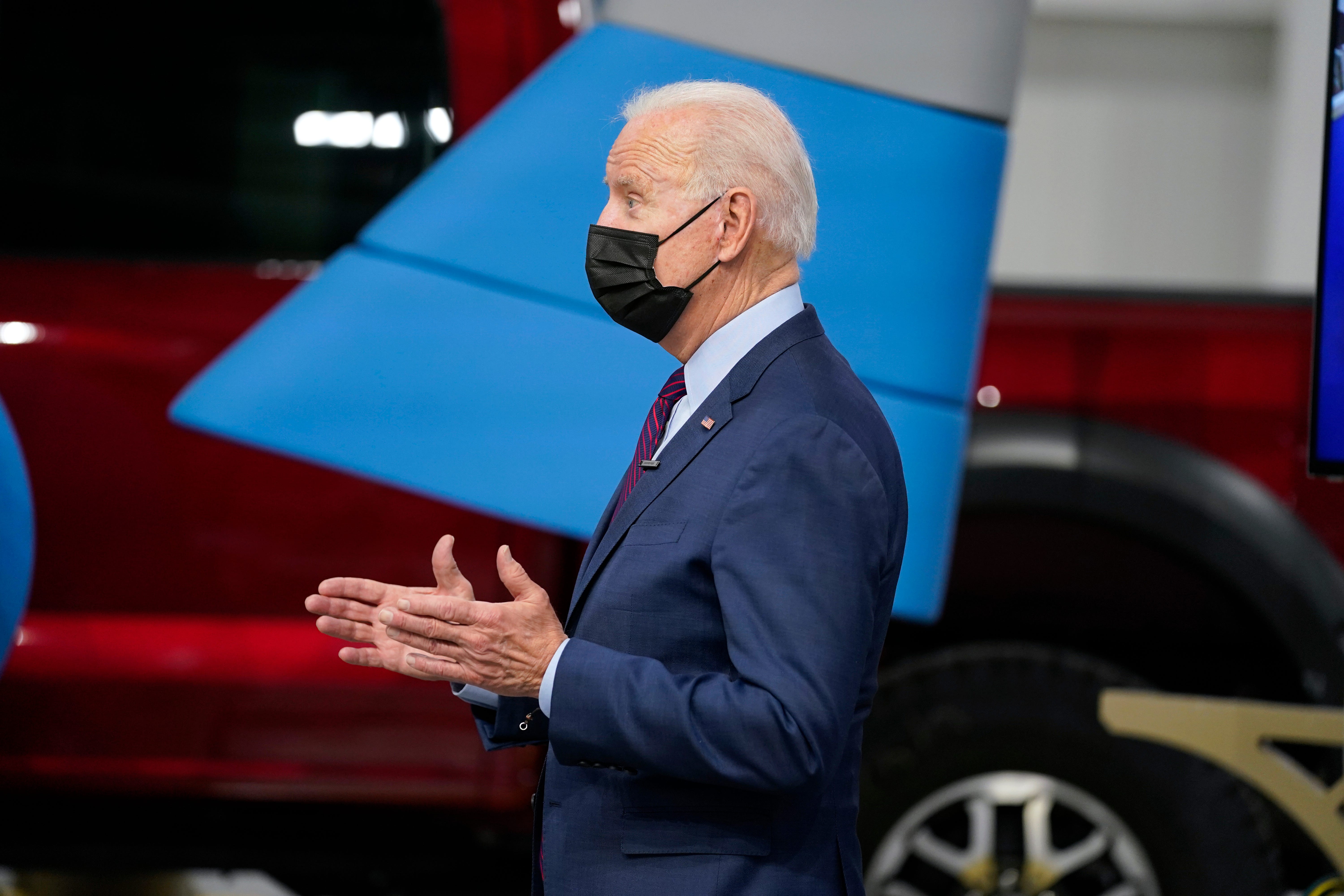 President Joe Biden speaks during a tour of the Ford Rouge EV Center, Tuesday in Dearborn.