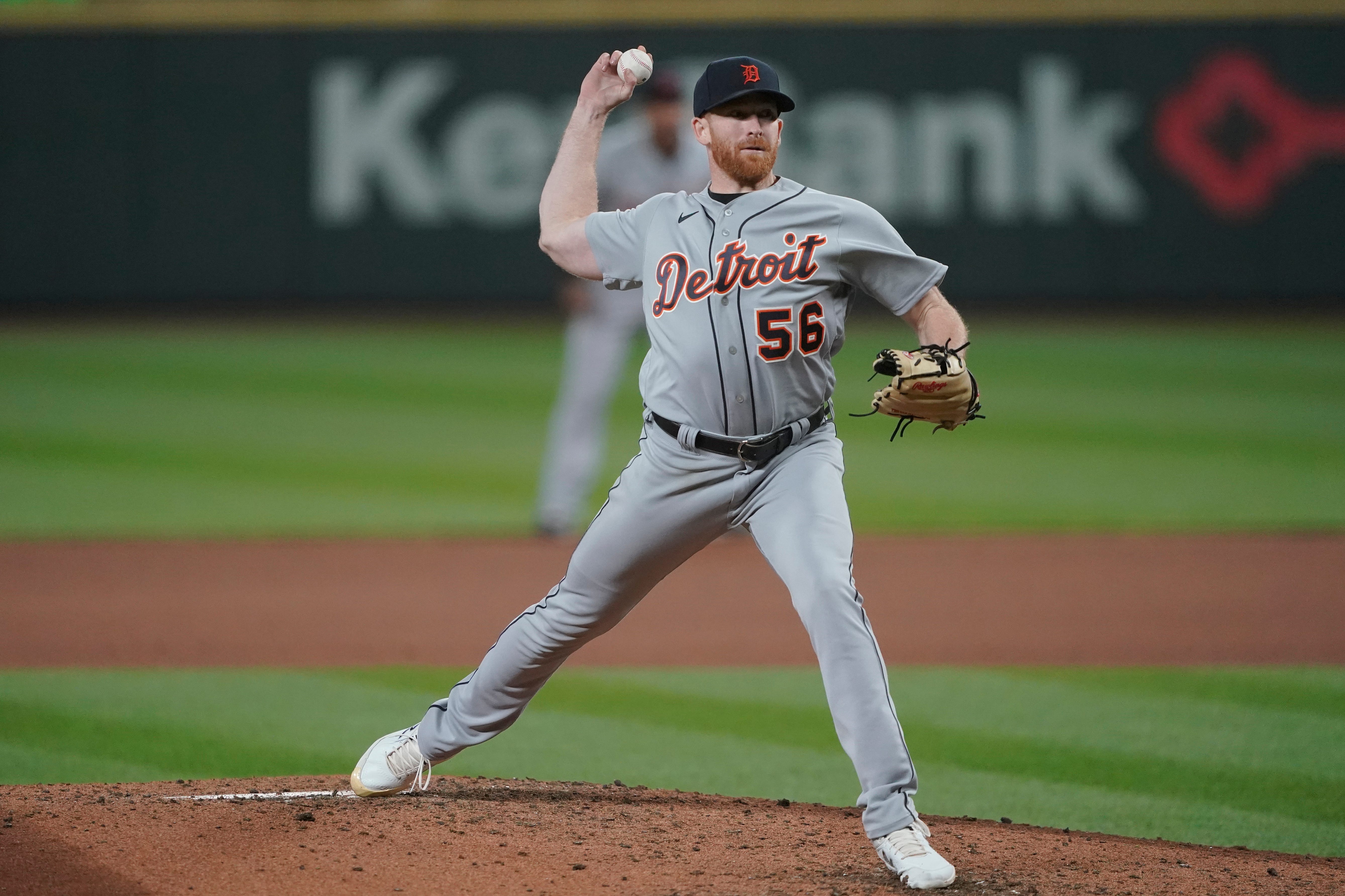 Detroit Tigers starting pitcher Spencer Turnbull throws against the Seattle Mariners during the seventh inning.