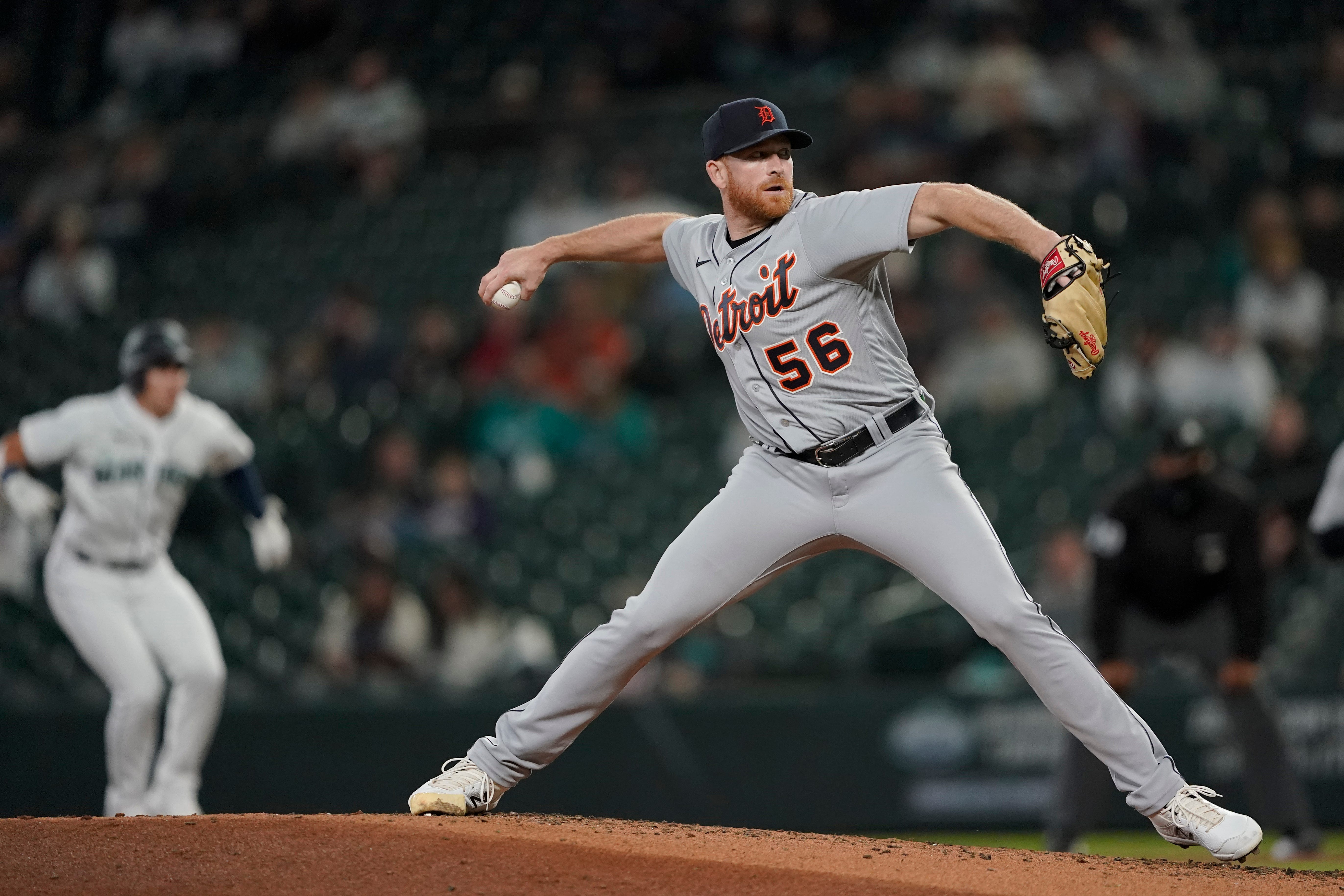 Detroit Tigers starting pitcher Spencer Turnbull throws to a Seattle Mariners batter during the fourth inning.