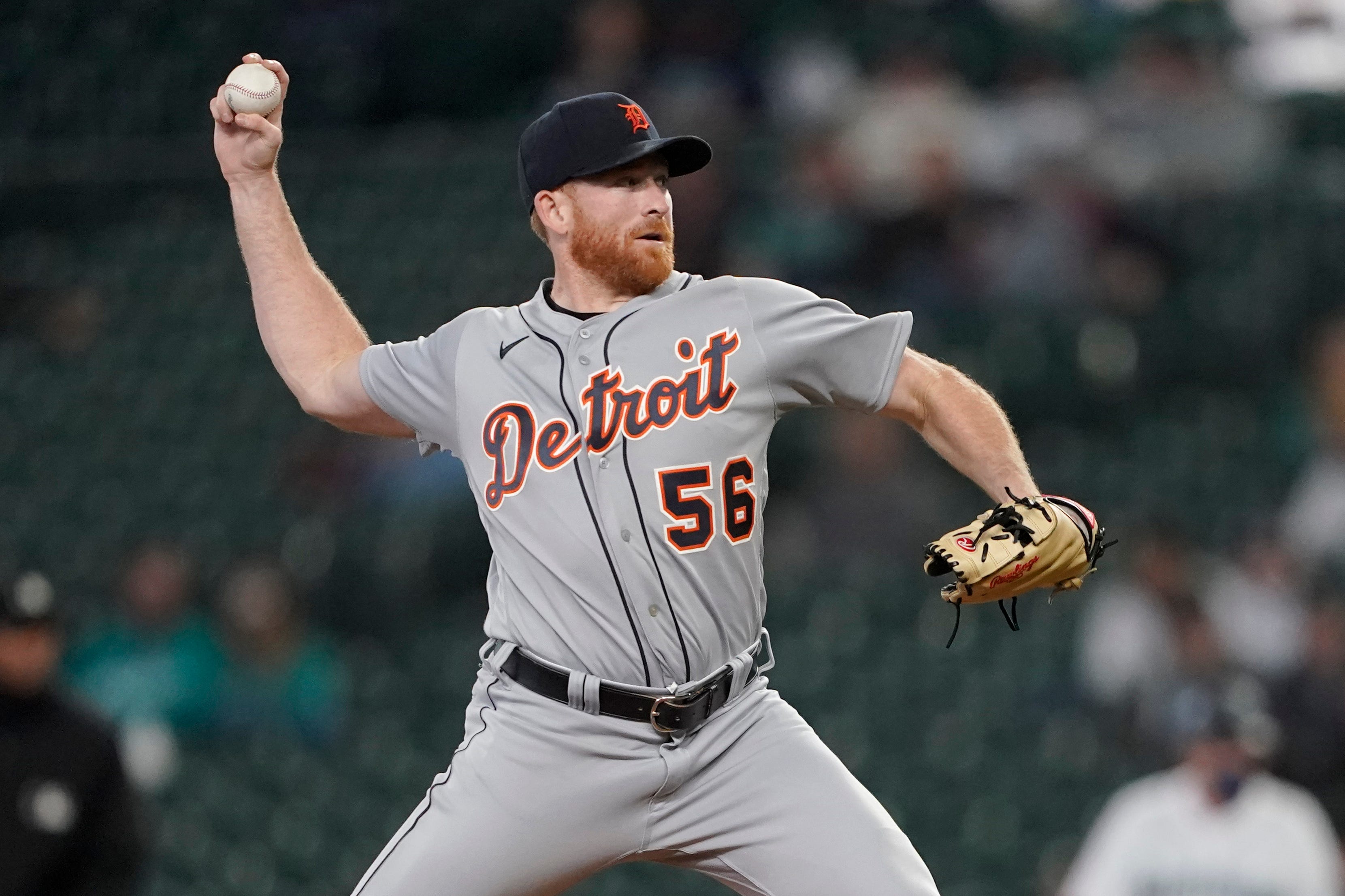 Detroit Tigers starting pitcher Spencer Turnbull throws to a Seattle Mariners batter during the first inning.