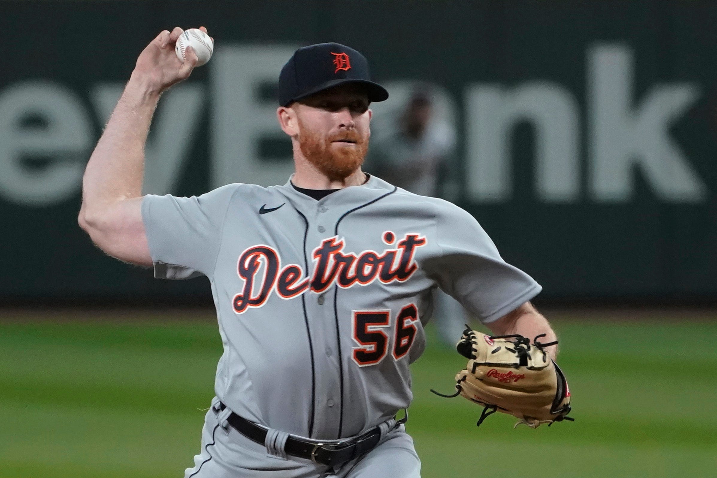 Detroit Tigers starting pitcher Spencer Turnbull throws to a Seattle Mariners batter during the seventh inning.