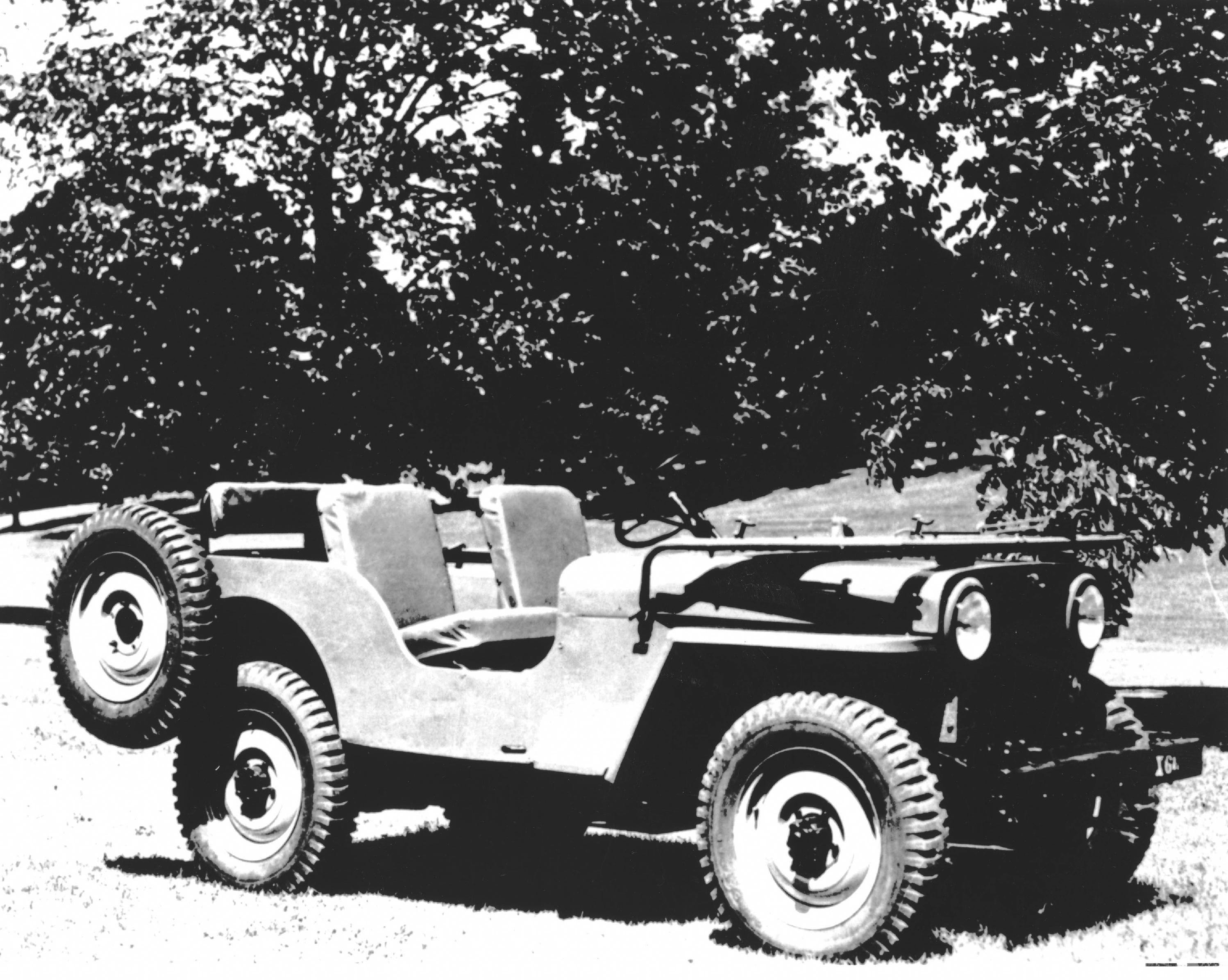 1945-1949 Jeep CJ-2A: The first civilian Jeep vehicle, the CJ-2A, was produced in 1945. It came with a tailgate, side-mounted spare tire, larger headlights, an external fuel cap and many more items that its military predecessors did not include. Several CJ-2A features Ð such as a 134-cubic-inch I-4 engine, a T-90A transmission, Spicer 18 transfer case and a full-floating Dana 25 front and Dana 23-2 rear axle Ð were found on numerous Jeep vehicles in future years. The CJ-2A was produced for four years.