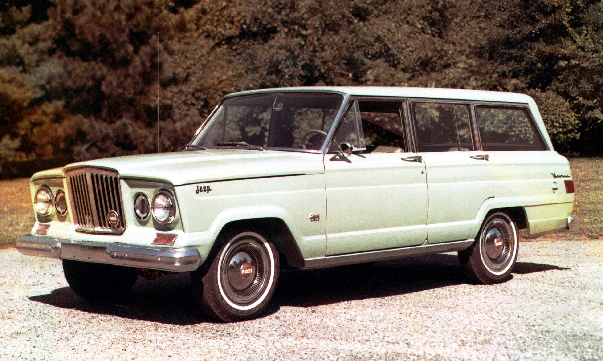 After a decade-and-a-half of production, the Jeep Station Wagon would be succeeded by the longer, lower and larger Jeep Wagoneer. The 1963 model is shown here. The Wagoneer was the first four-wheel-drive vehicle offered with an optional automatic transmission.