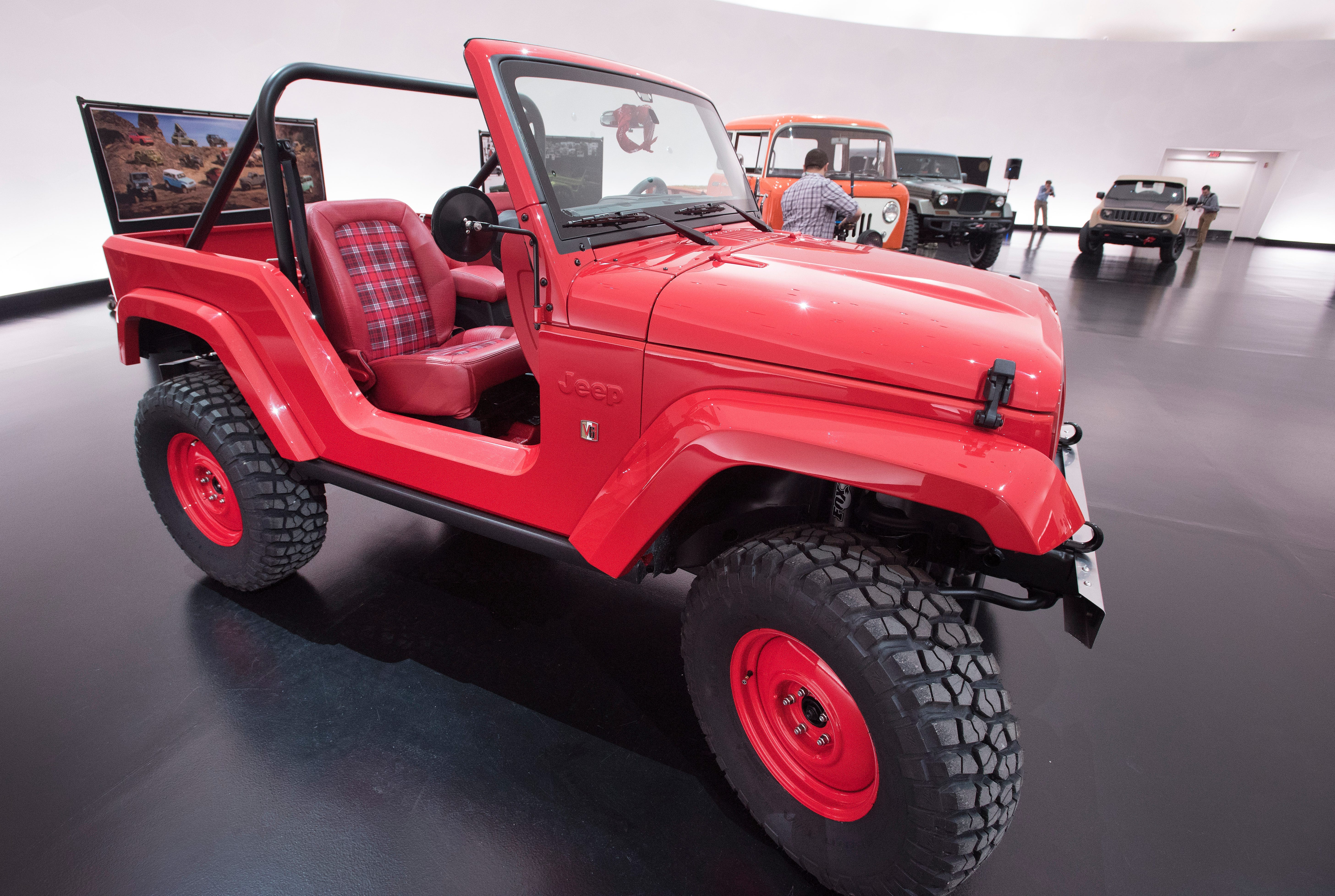 The Jeep Shortcut, inspired by the classic CJ-5 to handle tight, winding trails was revealed ahead of an upcoming "Easter Jeep Safari" off-road event at FCA world headquarters in Auburn Hills, Michigan on March 10, 2016.