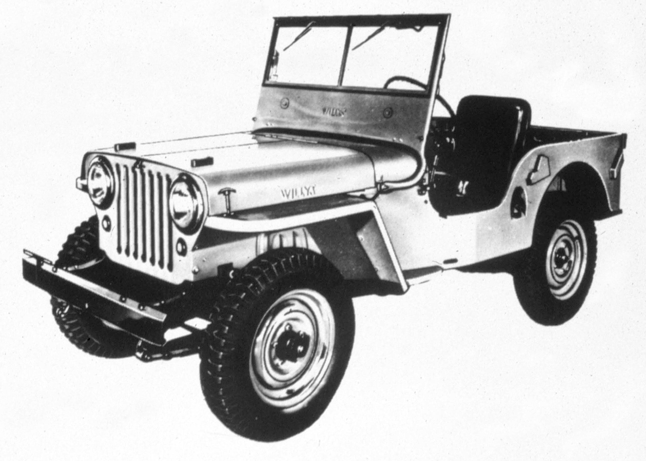 1945-1949 Jeep CJ-2A: The first civilian Jeep vehicle, the CJ-2A, was produced in 1945. It came with a tailgate, side-mounted spare tire, larger headlights, an external fuel cap and many more items that its military predecessors did not include.  The CJ-2A was produced for four years.