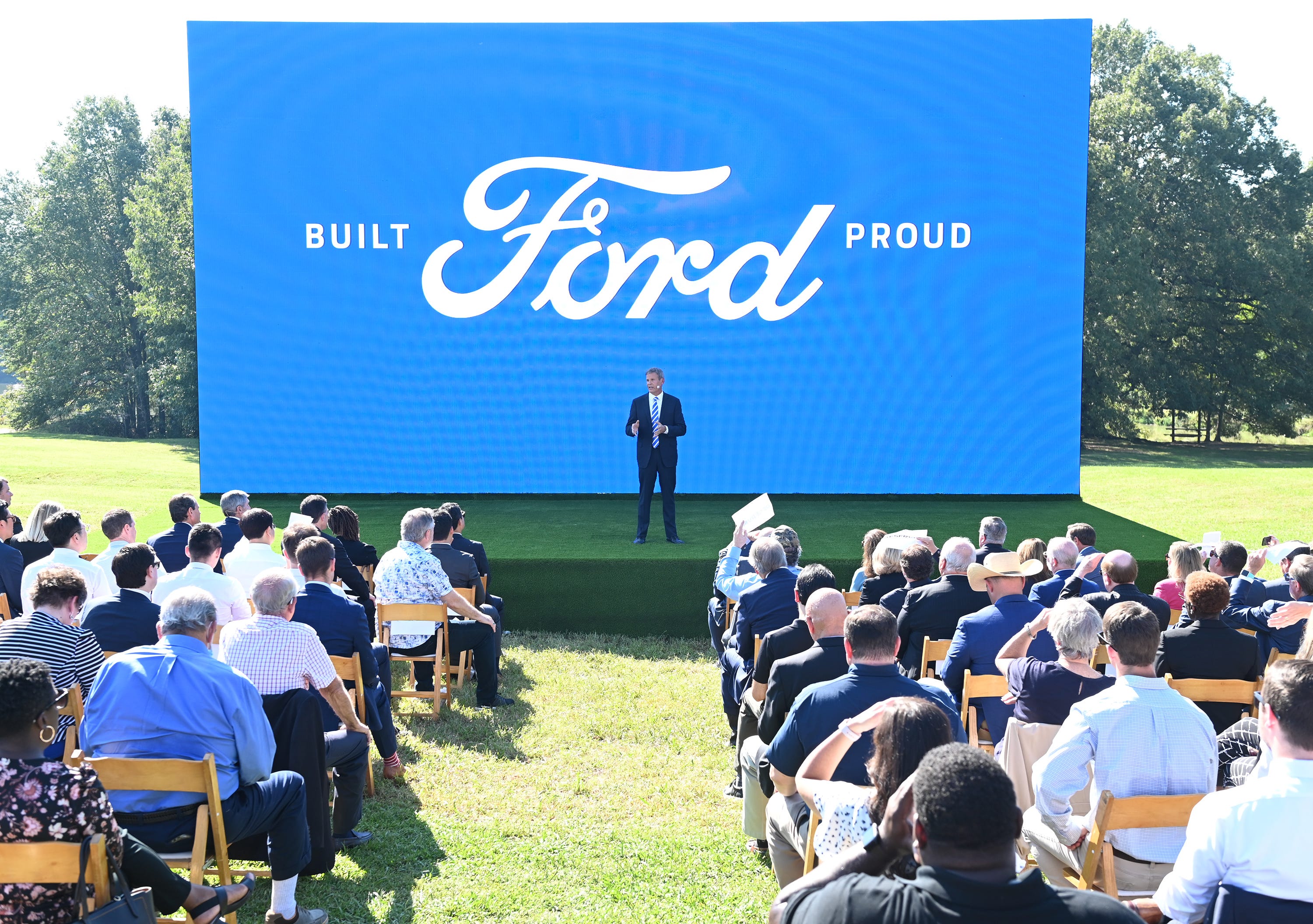 Tennessee Gov. Bill Lee talks about the development of Ford's Blue Oval City complex during the announcement of the project in September.