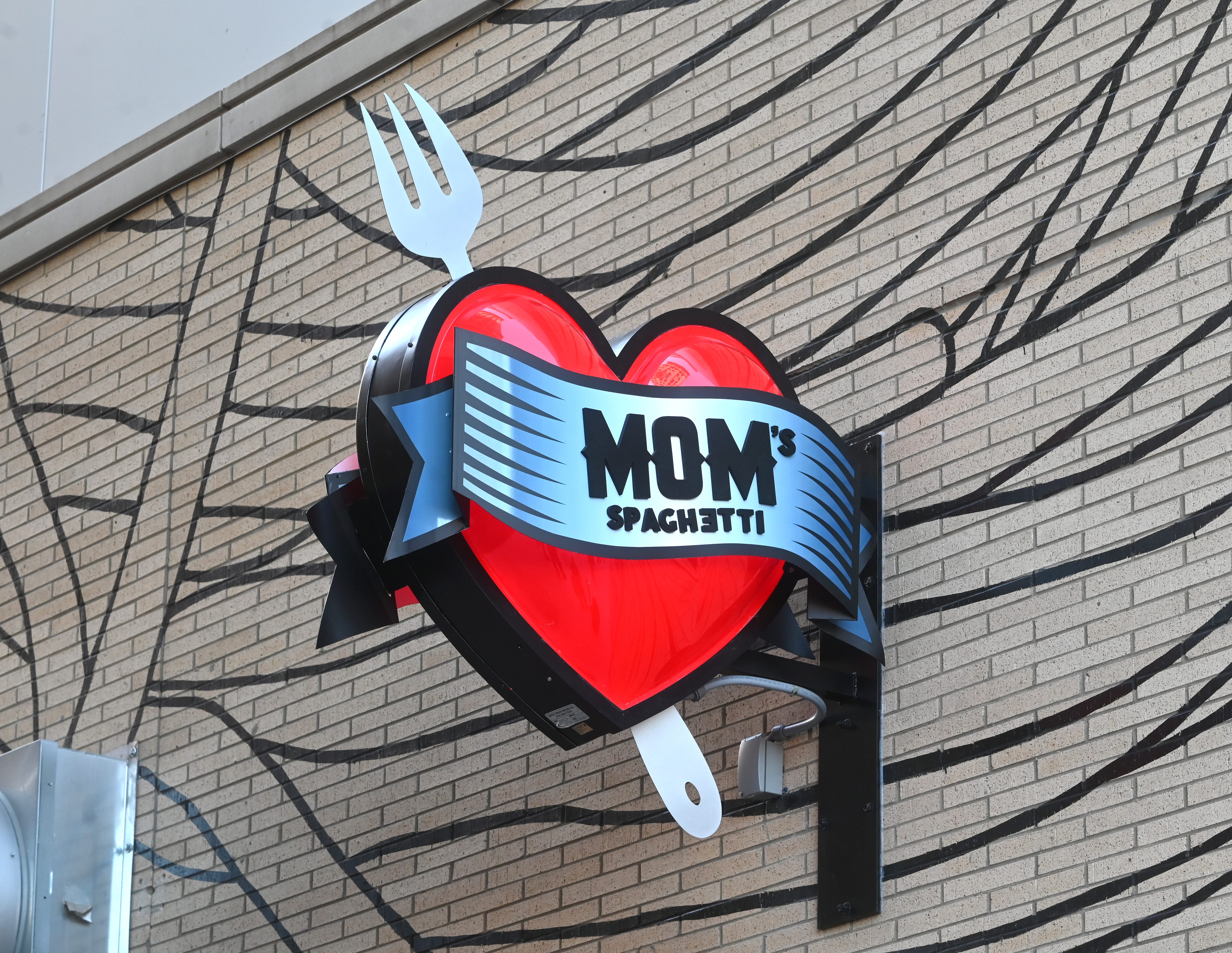 Signage for the newly opened Mom's Spaghetti on Wednesday, September 29, 2021.