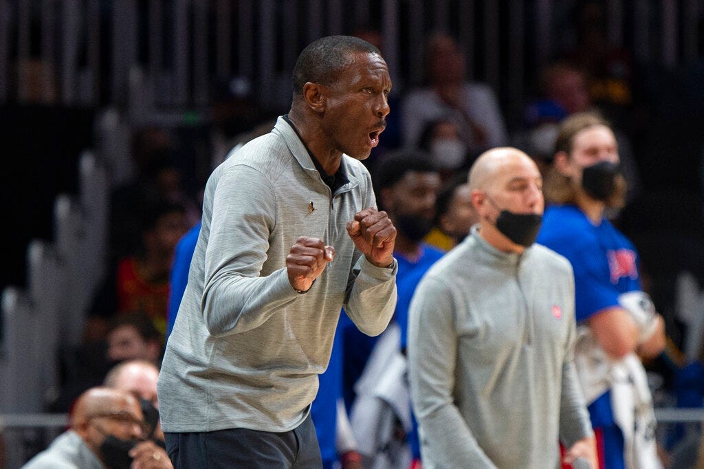 Pistons head coach Dwane Casey yells during the first half of Monday's NBA game against the Hawks in Atlanta.