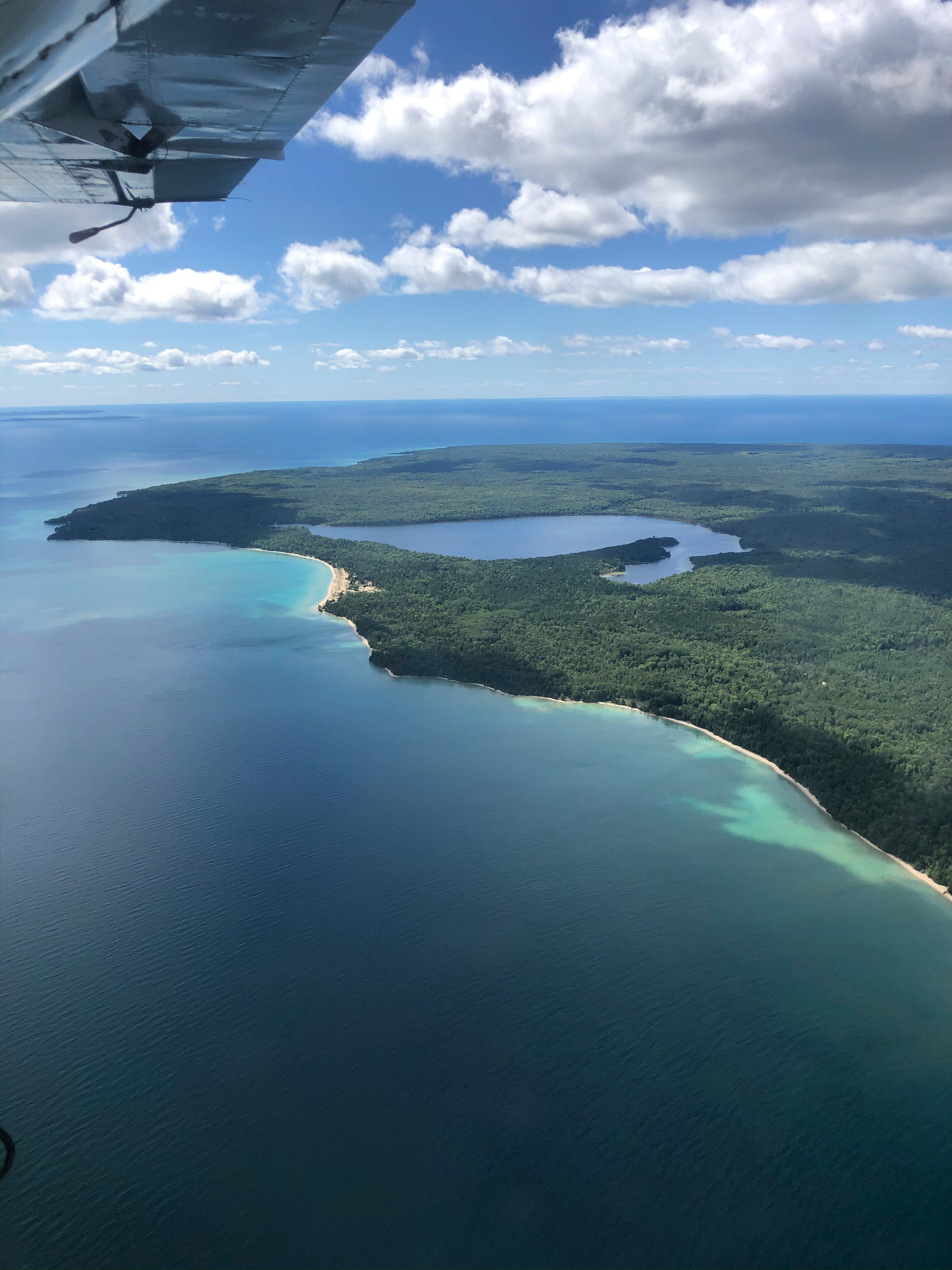 This is the view of Beaver Island from an Island Airways flight, one of two airlines serving island residents and visitors.