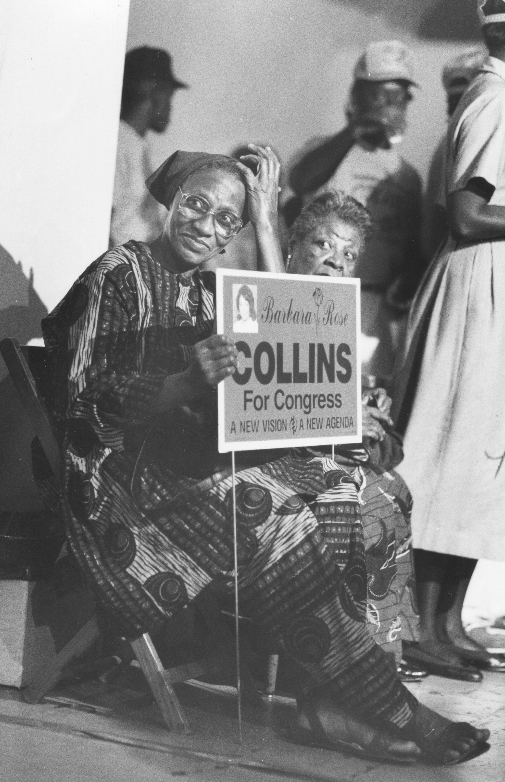 Supporters of longtime community activist and Detroit Congresswoman Barbara-Rose Collins are seen here in an Aug. 24, 1990 photo. Collins's family announced in a statement on Thursday, Nov. 4, 2021 that the 82-year-old died of COVID-19. Collins was elected to the U.S. House in 1990, becoming the first Black woman from Michigan elected to Congress.