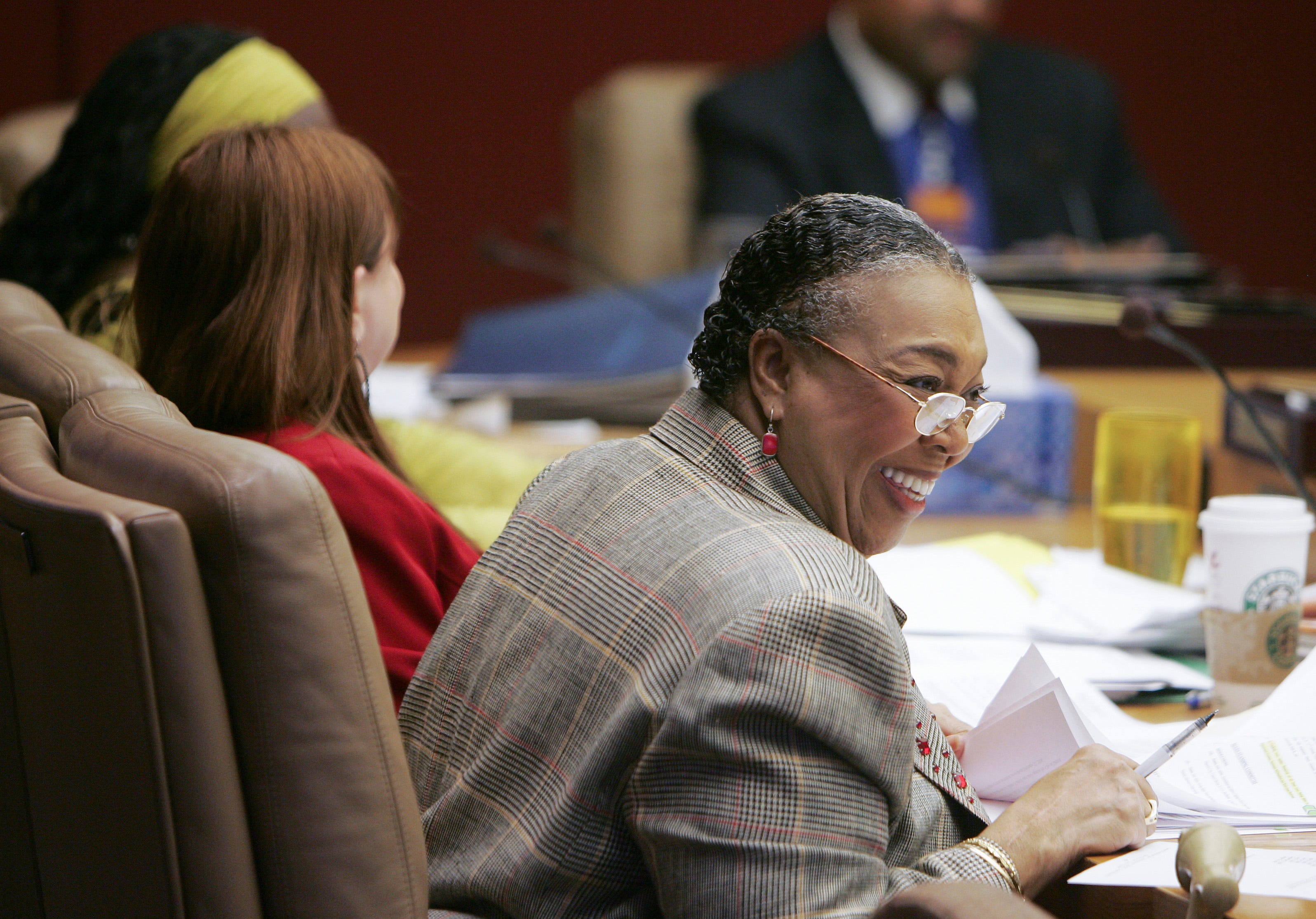 Council member Barbara-Rose Collins attends a council meeting at the City County Building in Detroit on Feb. 5, 2008. The longtime community activist and Detroit congresswoman died at the age of 82, her family announced in a statement on Thursday, Nov. 4, 2021.