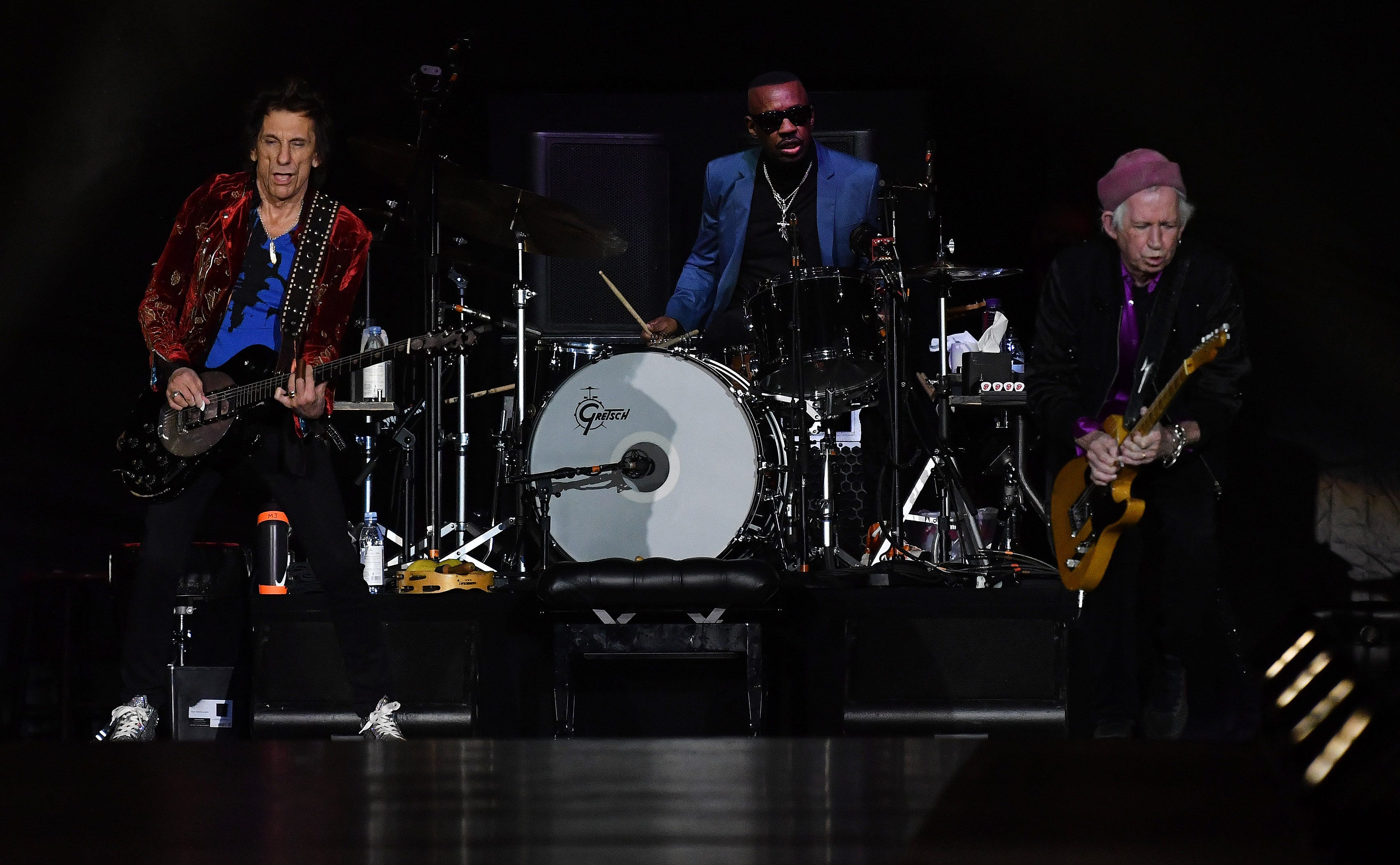 From left, Ronnie Wood, Steve Jordan and Keith Richards.