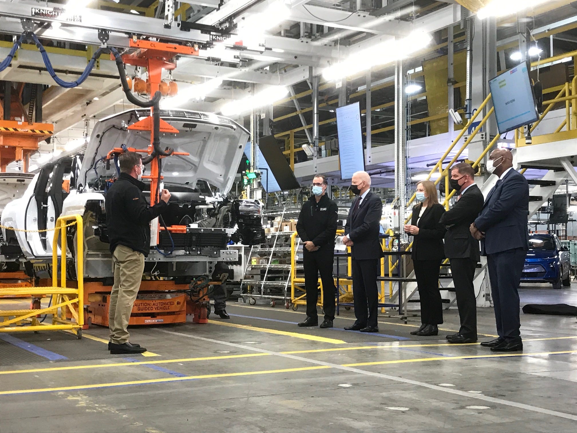 President Joe Biden tours the General Motors Factory ZERO electric vehicle assembly plant in Detroit, November 17, 2021.