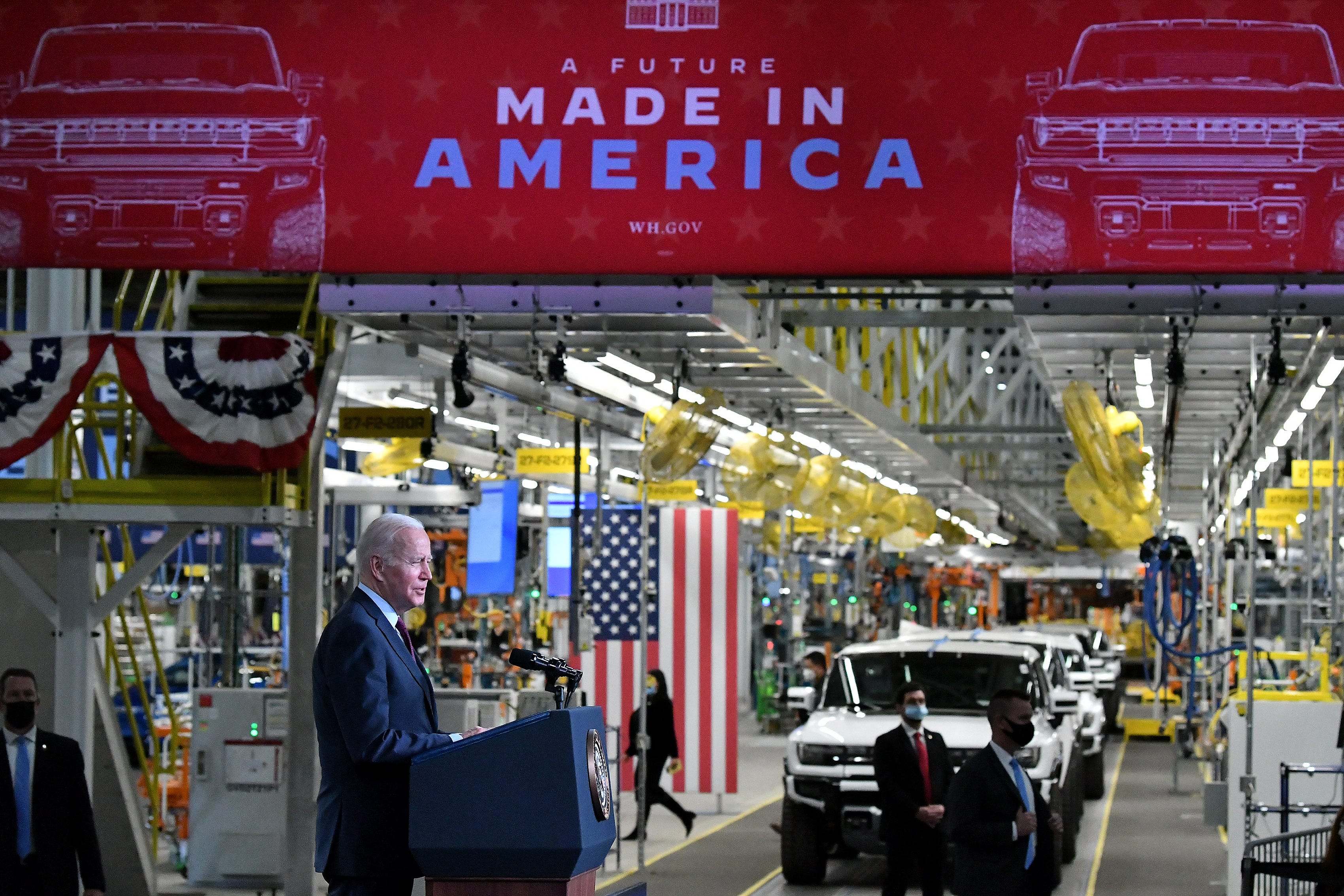 President Joe Biden speaks at the General Motors Factory ZERO in Detroit  on Nov. 17, 2021.   
(Robin Buckson / The Detroit News)